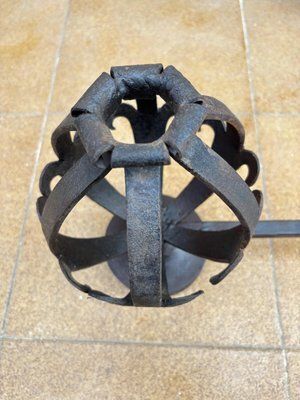 photo vinterior Mid Century Modernist Spanish Wrought Iron Couple Andirons, 1950s, Set Of 2