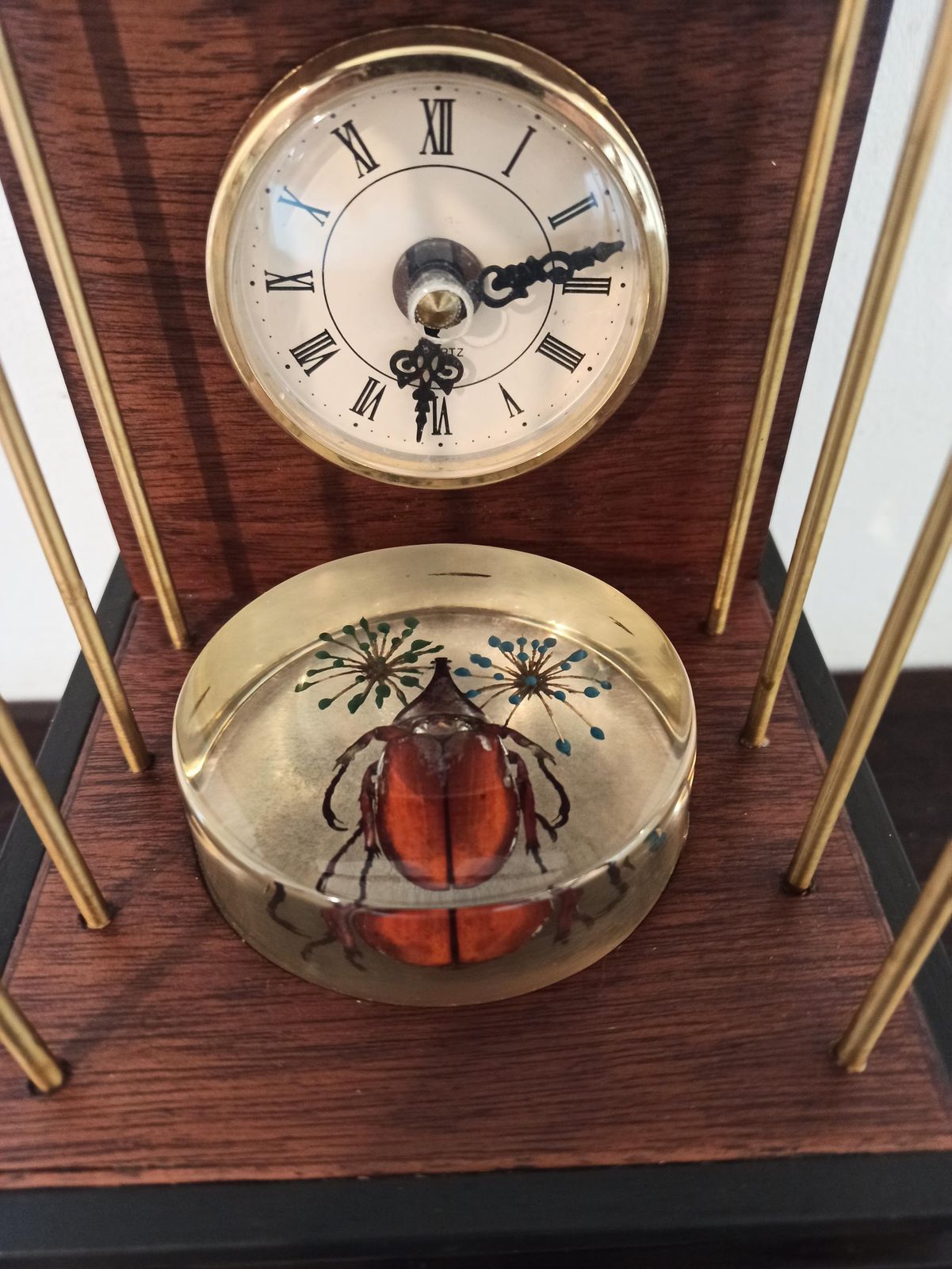 Unique Wooden Mantle Clock. Handmade. Battery Operated. Working Order. Very Good Condition. photo for sale