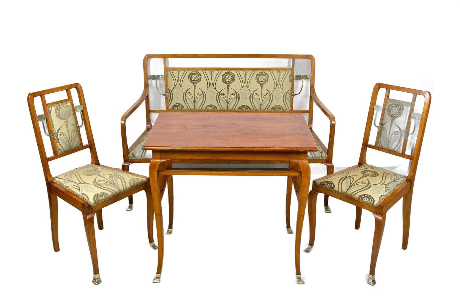 Furniture 20th Century Art Nouveau Salon Suite With Brass Elements, Austria Ca. 1910 photo