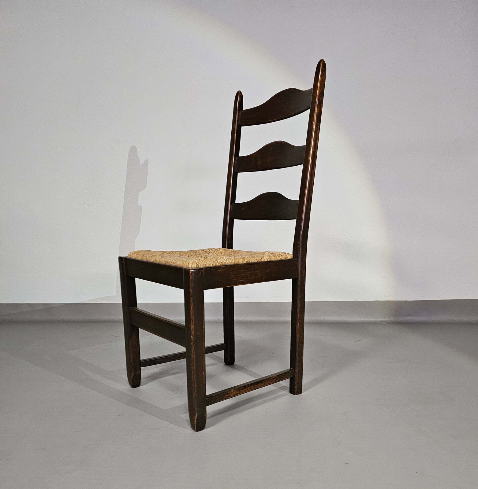 530.0 Set Of 2 Oak , Rustic, Farmhouse, Ladderback Dining Chairs With Rush Seats photo