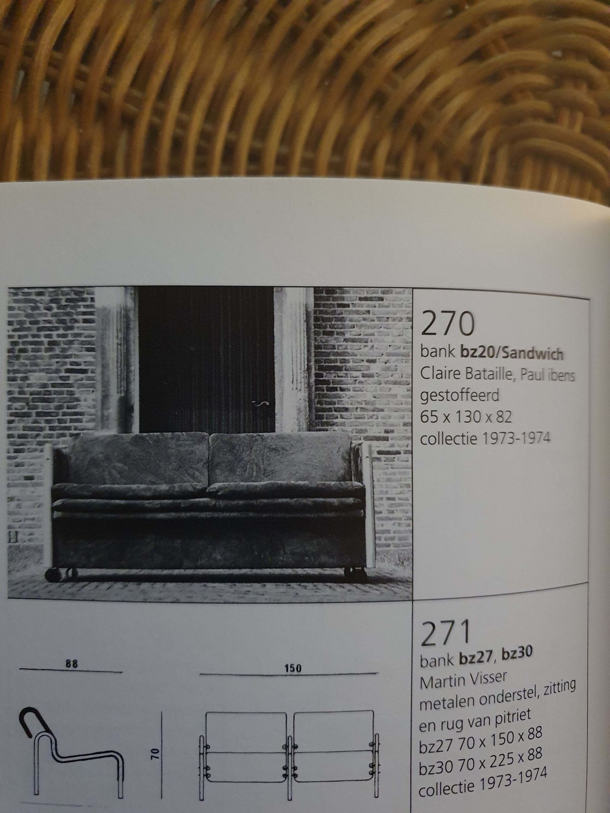 Bank Sandwich / Clair Bataille. Paul Ibens. Gestoffeerd. 65 X 230 X 82 Collectie 1973 1974 'T Spectrum Fully Original photo Furniture