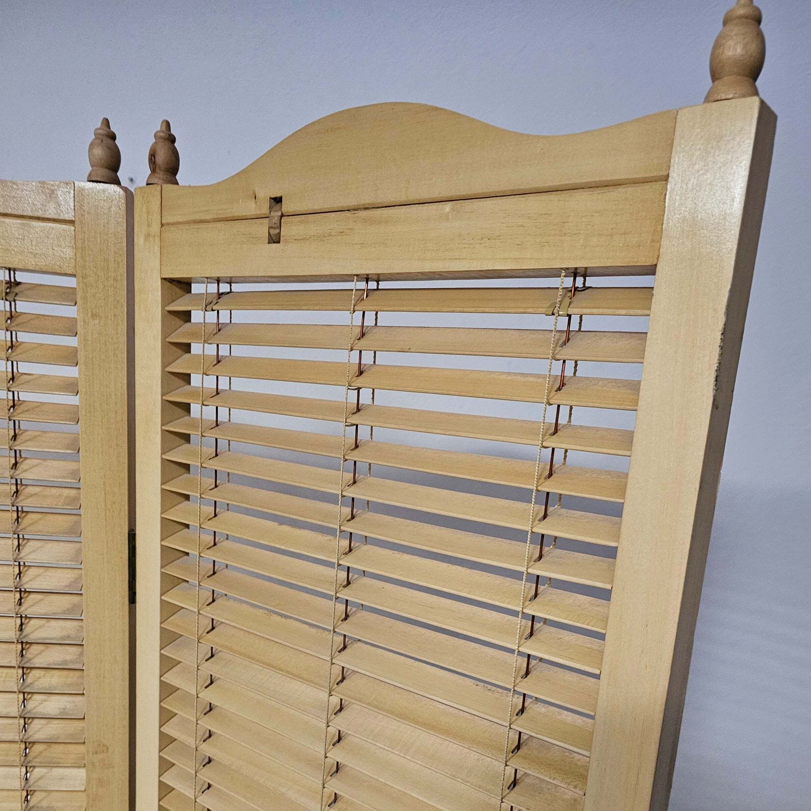 Room Divider French Blonde Beech Louvered Screen Room Divider, 1960s photo Home Decor
