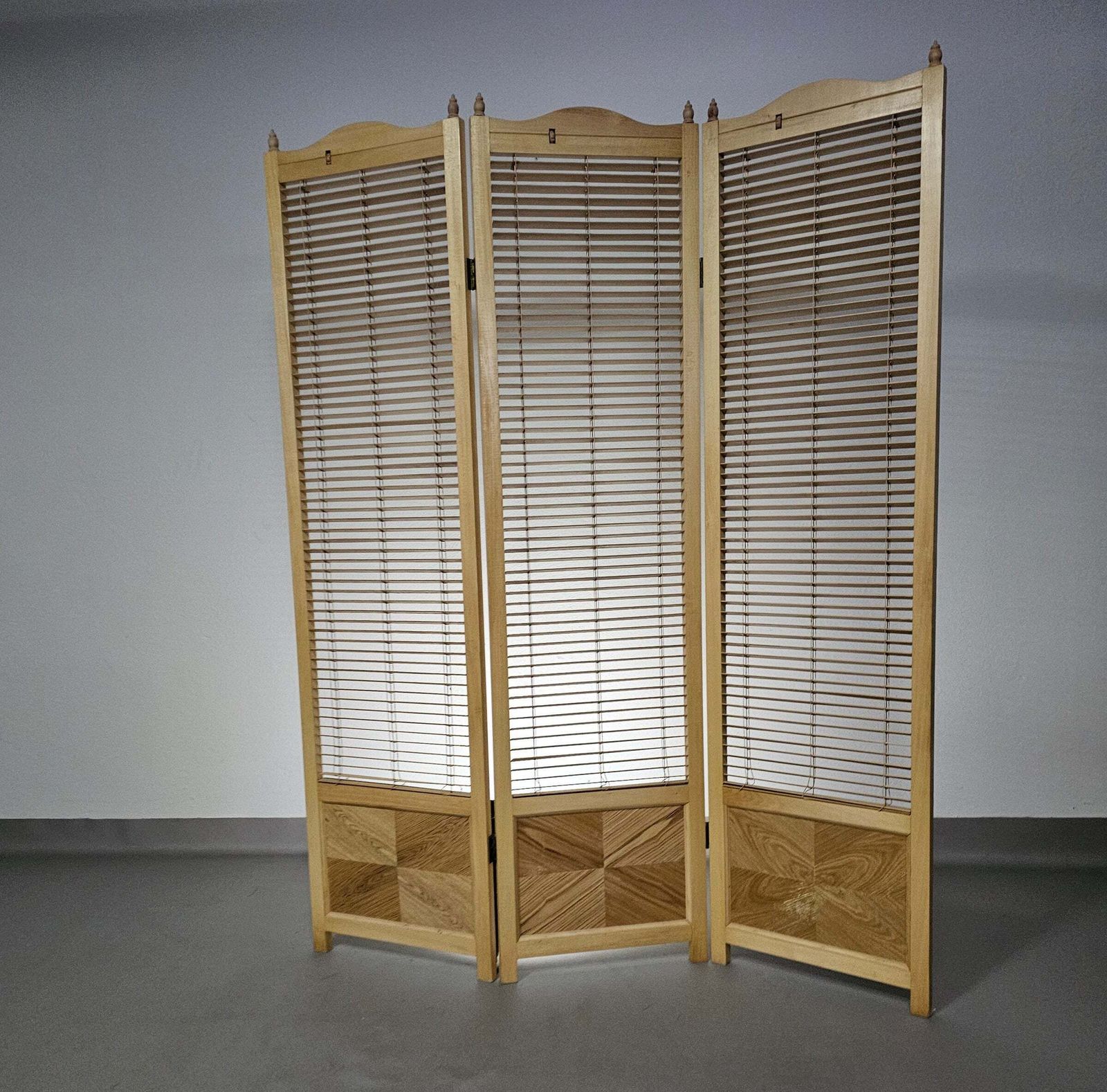 photo buy Room Divider French Blonde Beech Louvered Screen Room Divider, 1960s