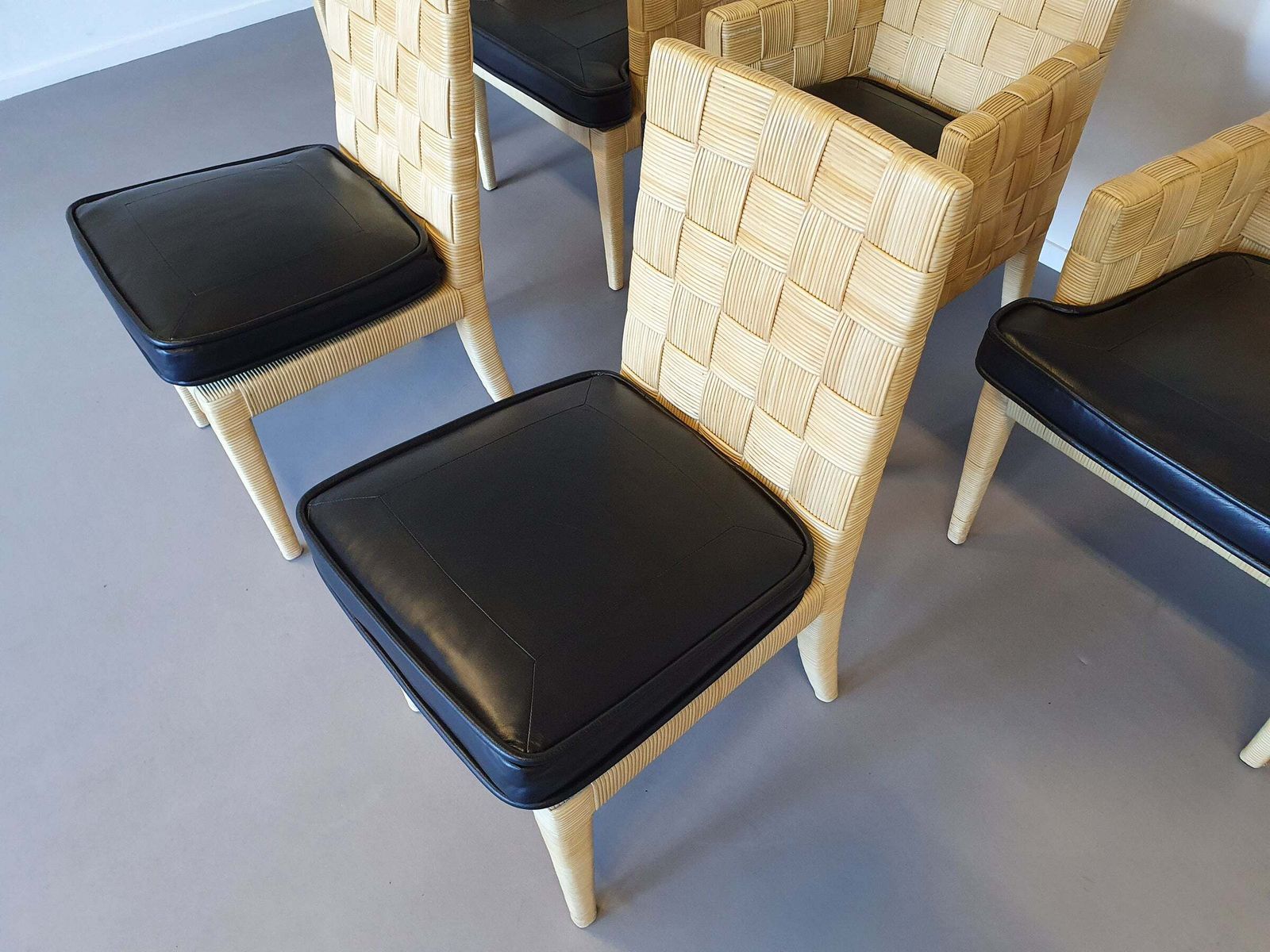 Donghia Block Island Chairs With Original Leather Seats By John Hutton photo Furniture