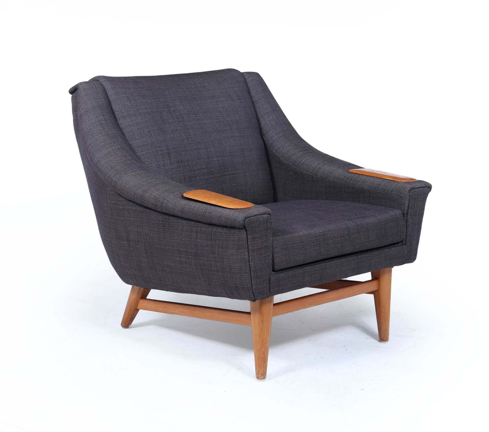 Mid Century Modern Danish Armchair With Oak Arm Rests, C. 1960s