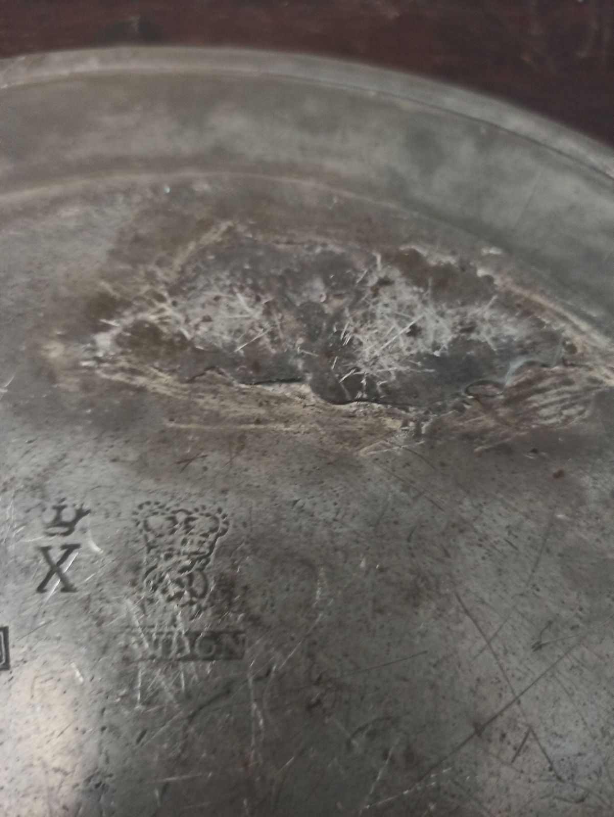 photo for sale Heavy Antique Pewter Plate. Early To Mid 1700s. J Watts. Very Rare. London Pewter.