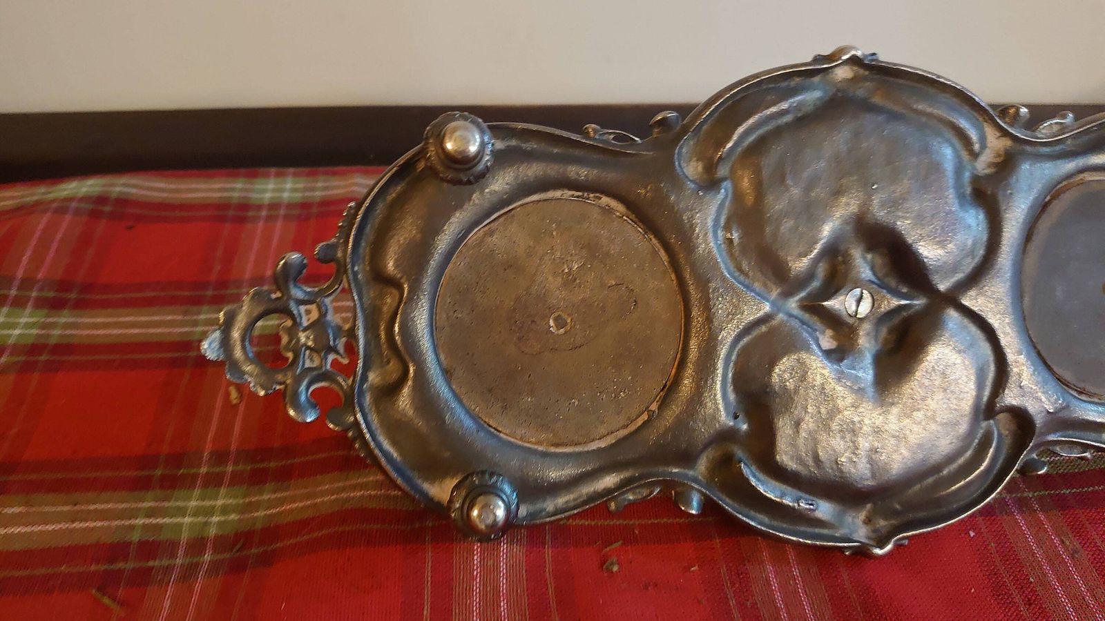 photo furniture Twin Victorian Pot Plated Inkstand   Very Heavy And Sturdy   Complete With Original Glass Liners