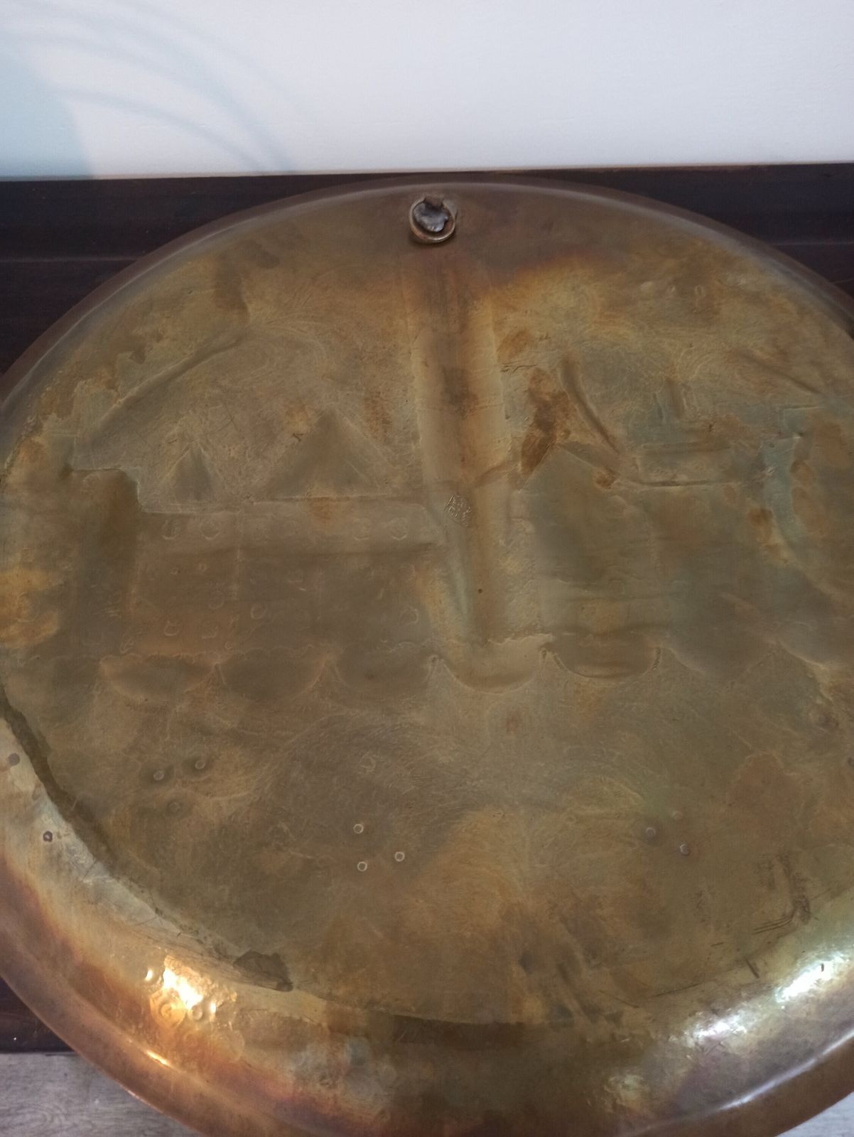 Antique Brass Egyptian Wall Plate. Very Good Condition. 49.5cm Diameter photo vintage