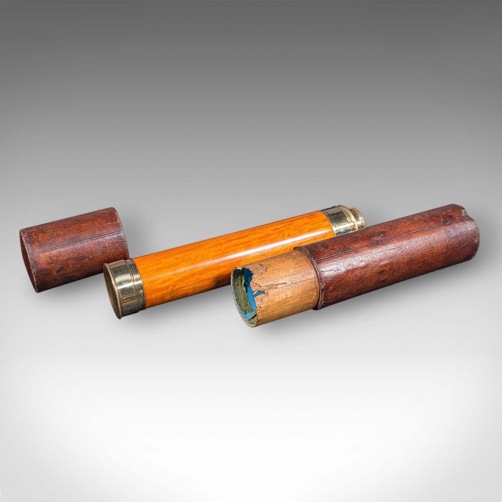 Home Decor Antique Three Draw Telescope, English, Walnut, Brass, Navigation, Georgian, 1790 photo