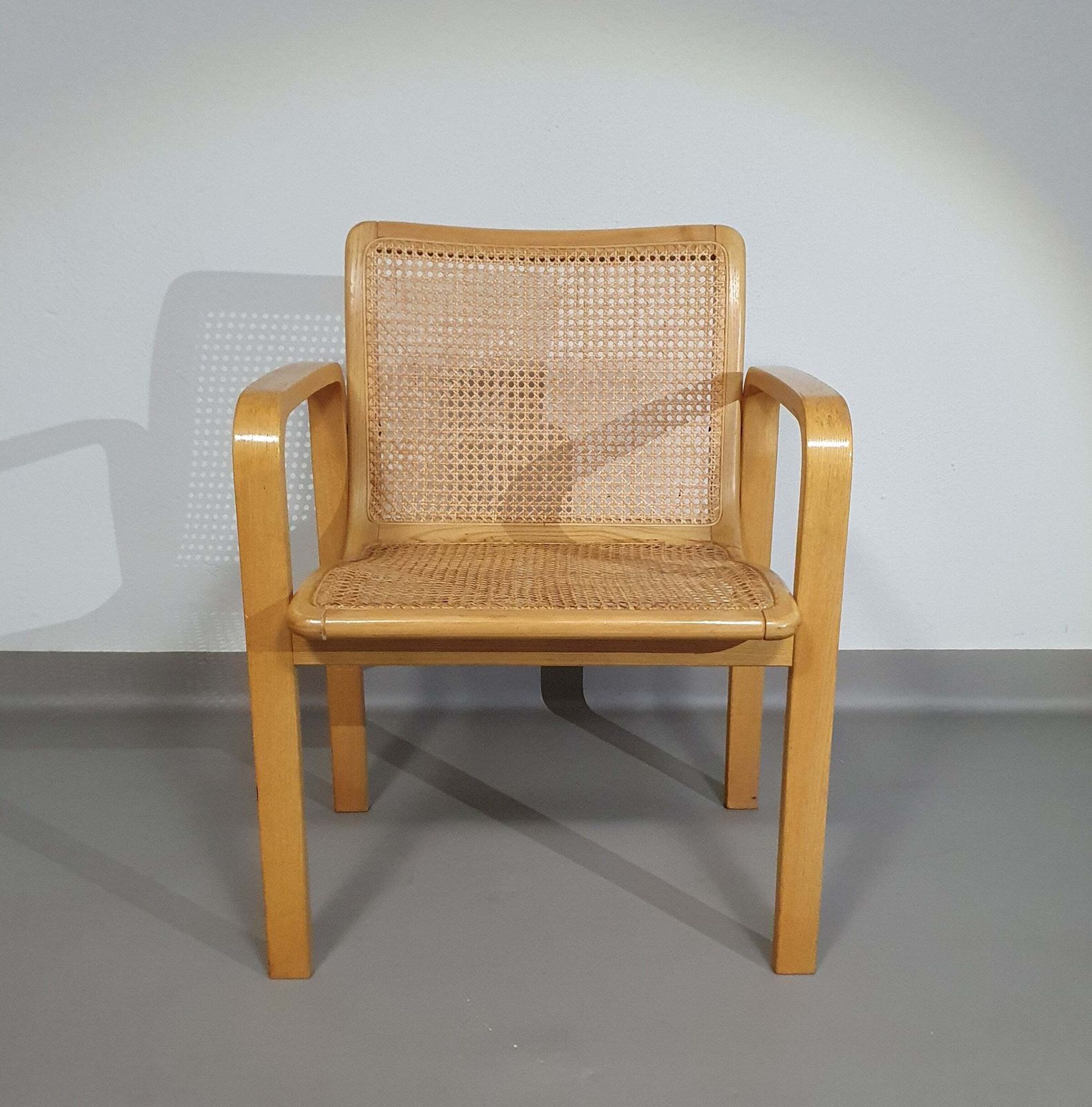 photo vintage Beech Wood And Webbing Side Chair By Olivo Pietro, Italy, 1970s