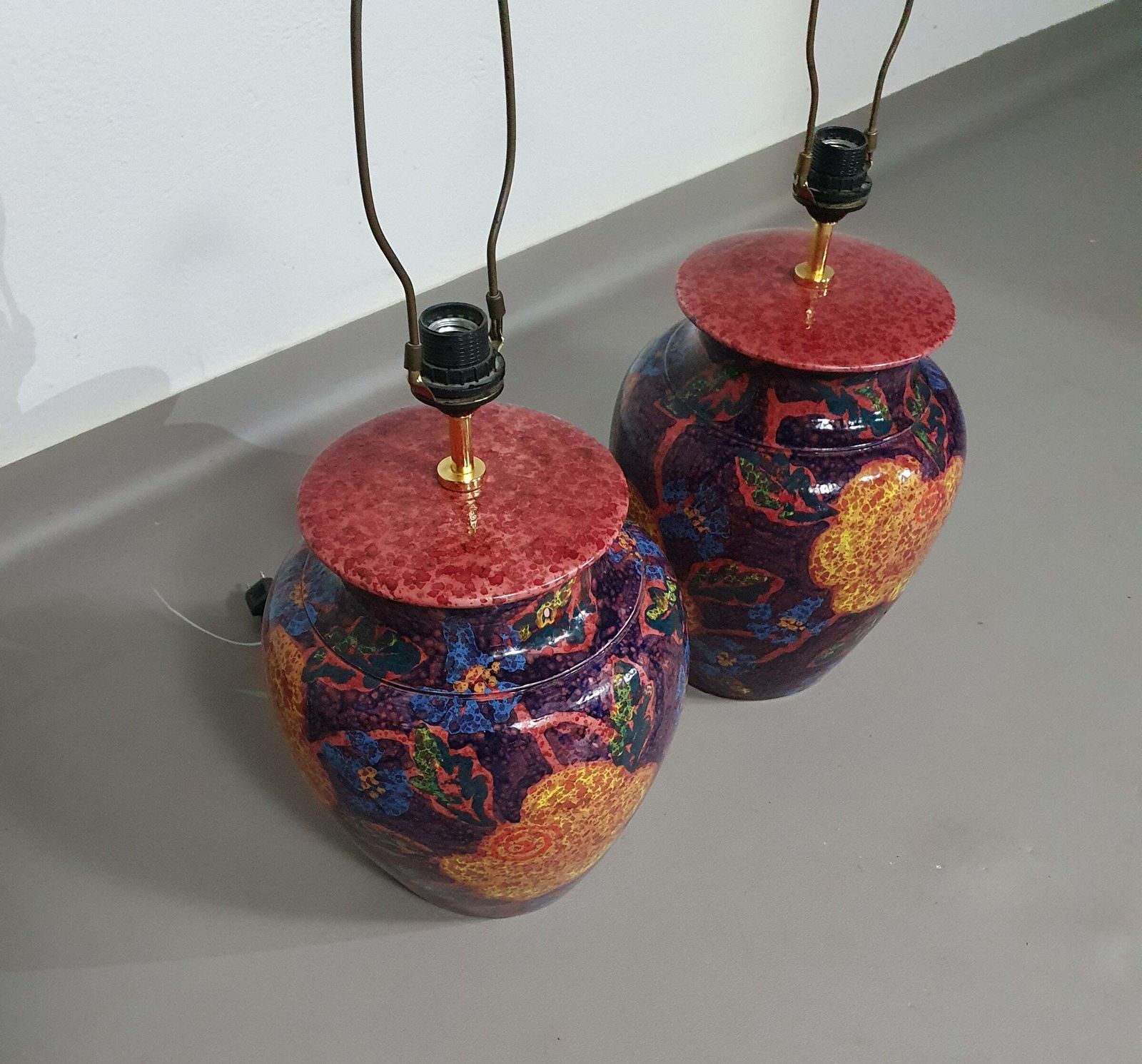 photo buy Hand   Turned Ceramic / Glazed Vase Lamp Holders 70s ( Most Likely French )