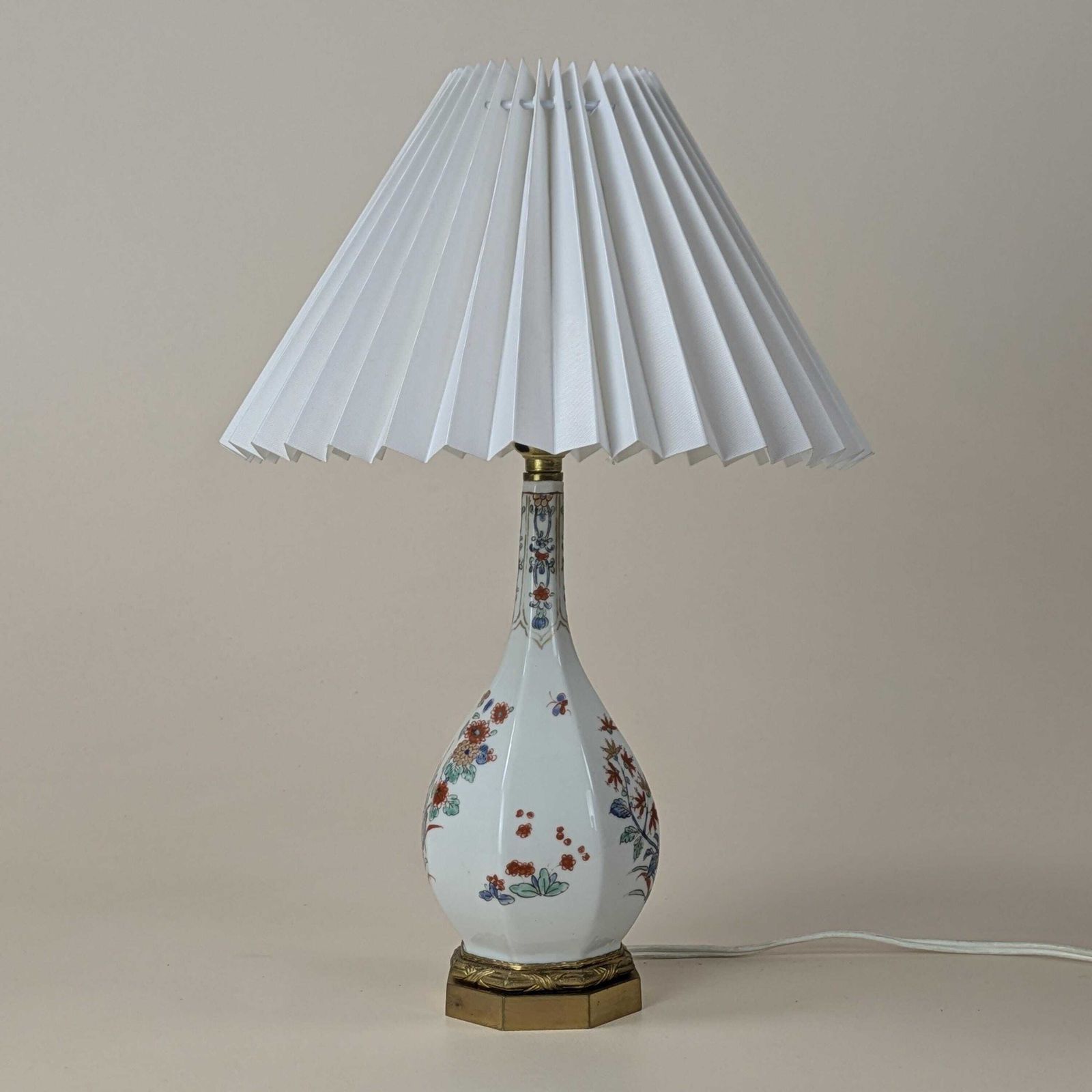Antique French Kaikemon Samson Of Paris Porcelain Table Lamp Hand Painted Flowers Butterfly Home Decor Accent Lighting, Original Home Light photo furniture