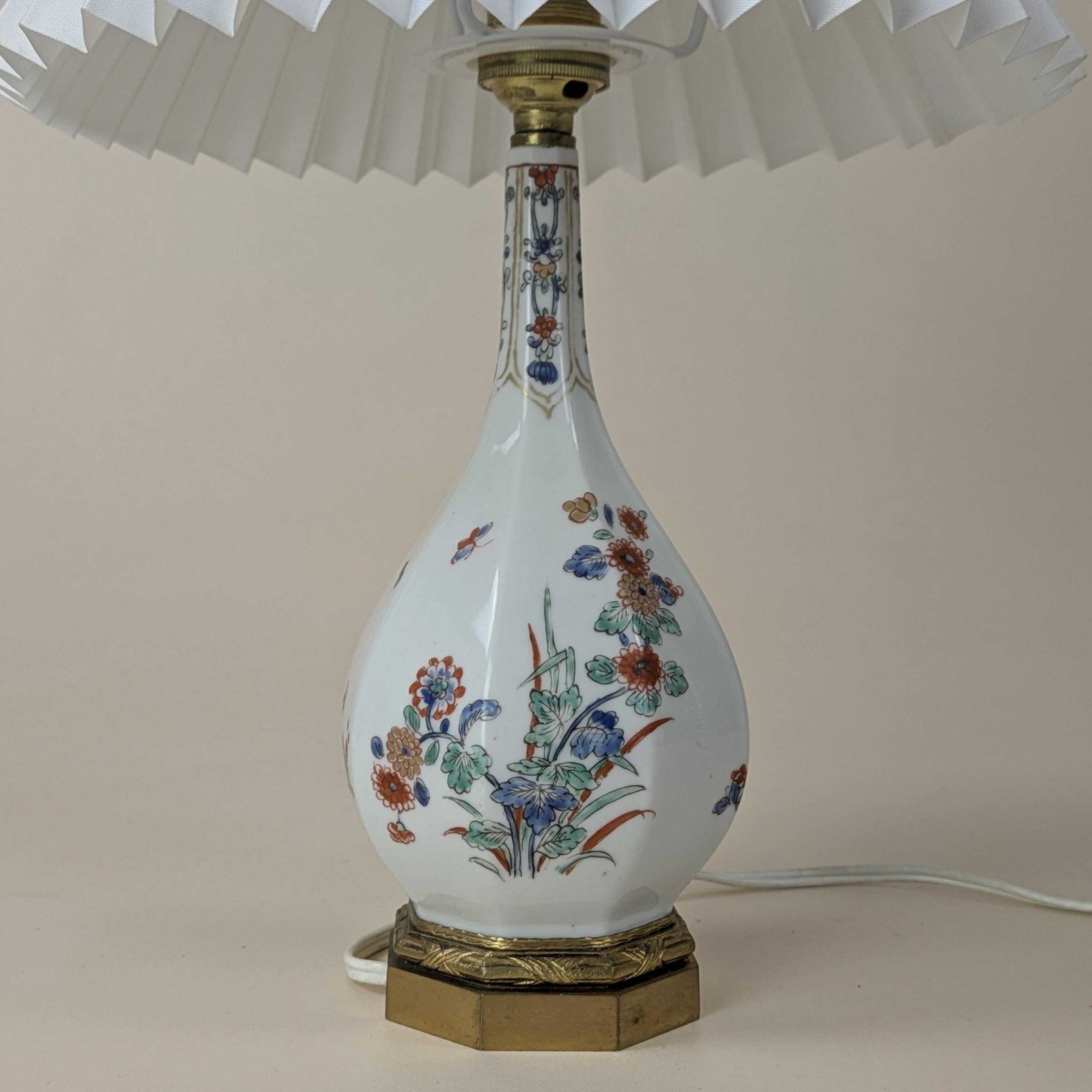 Antique French Kaikemon Samson Of Paris Porcelain Table Lamp Hand Painted Flowers Butterfly Home Decor Accent Lighting, Original Home Light photo 198.0