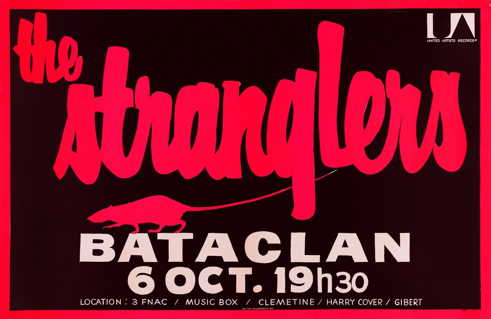 The Stranglers Original Vintage Concert Poster, Bataclan, Paris, 1978