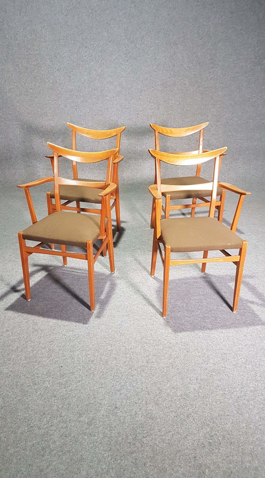 Set Of 4 Dutch Wooden Dining Armchairs In Danish Style. 1950s photo furniture