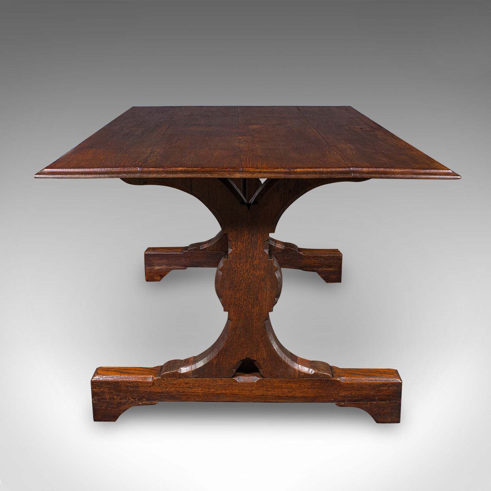 Antique 6 Seat Dining Table, English, Oak, Gothic Revival, Kitchen, Victorian photo for sale