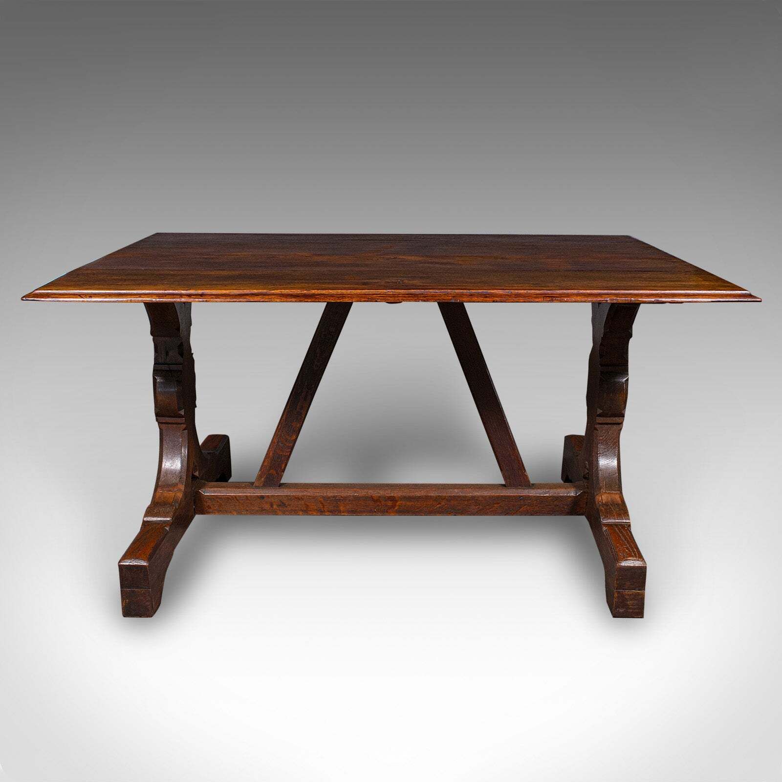Antique 6 Seat Dining Table, English, Oak, Gothic Revival, Kitchen, Victorian photo Furniture