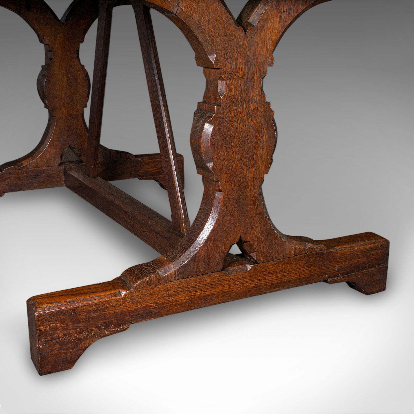 photo furniture Antique 6 Seat Dining Table, English, Oak, Gothic Revival, Kitchen, Victorian