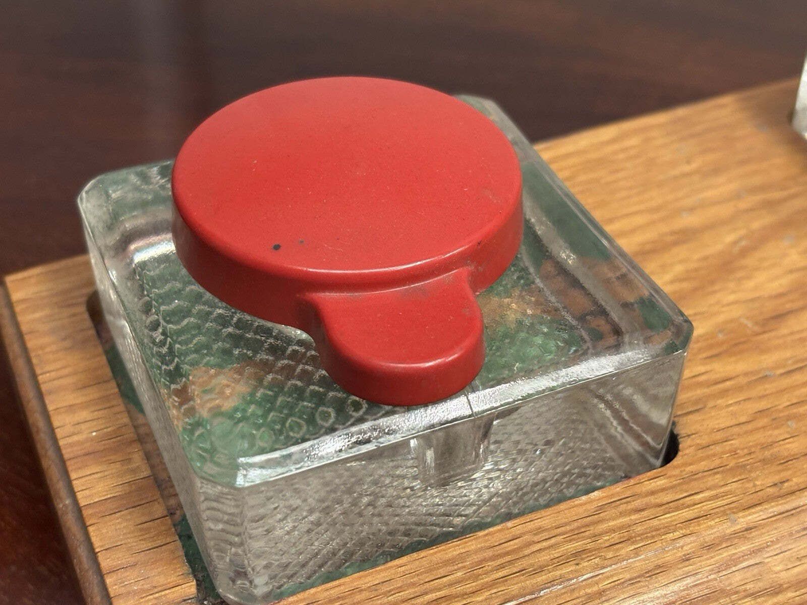 Edwardian Oak Desk Ink And Pen Stand photo for sale