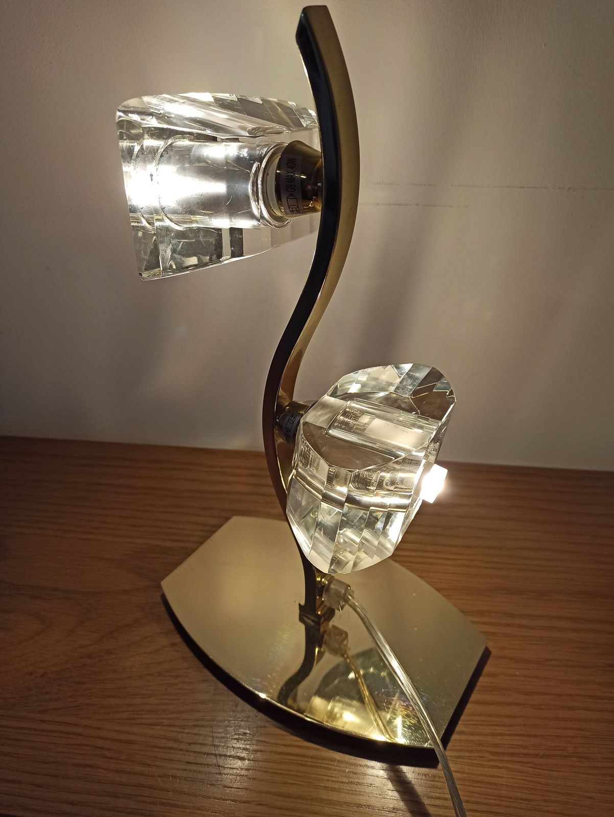 Alfa Polished Brass Table Lamp With K9 Crystal Shades. 2 X G9s photo Lighting