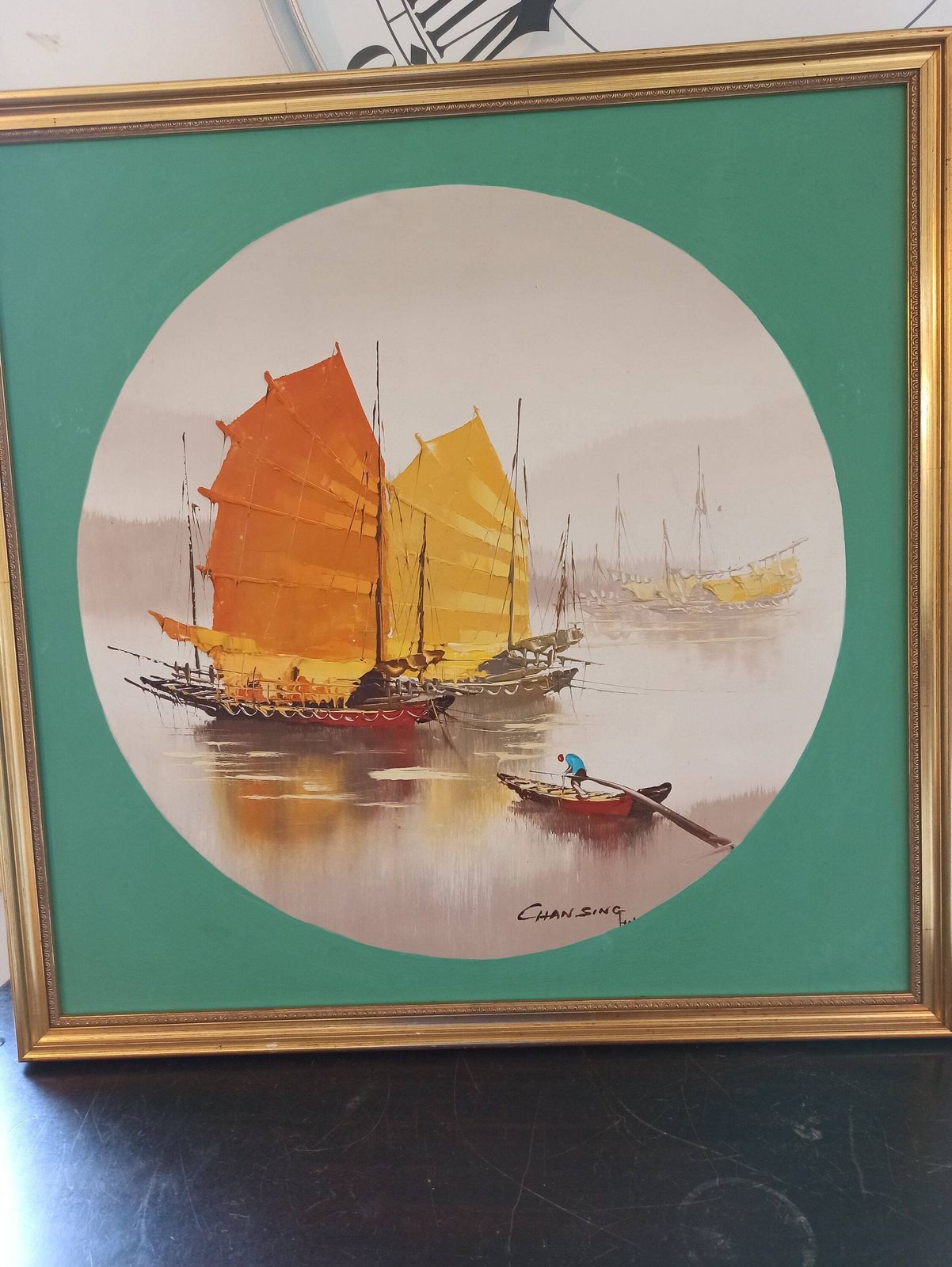 Vintage Framed Wall Picture. Chansing. On Paper With Board Back.