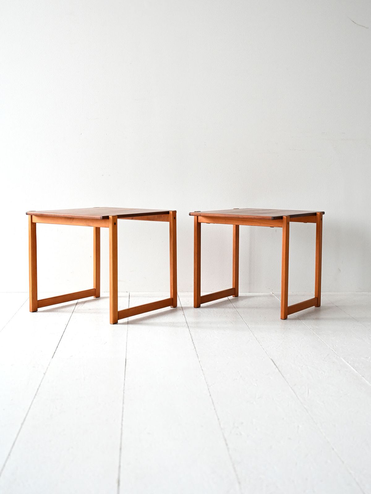 Pair Of Vintage Scandinavian Teak And Beech Coffee Tables photo Furniture
