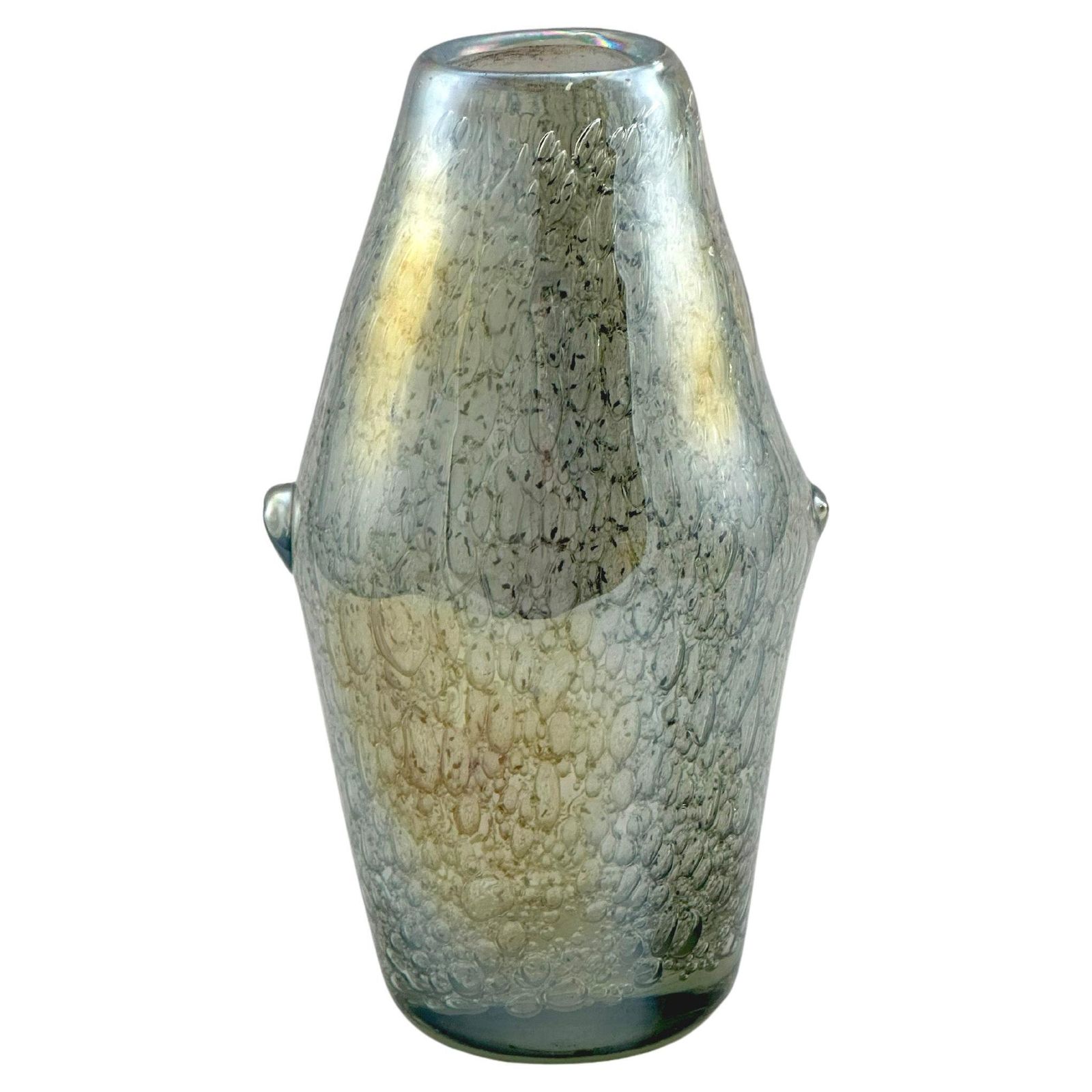 Iridescent Murano Style Freeform Glass Vase With Efeso Bubble Effect Circa 1970s