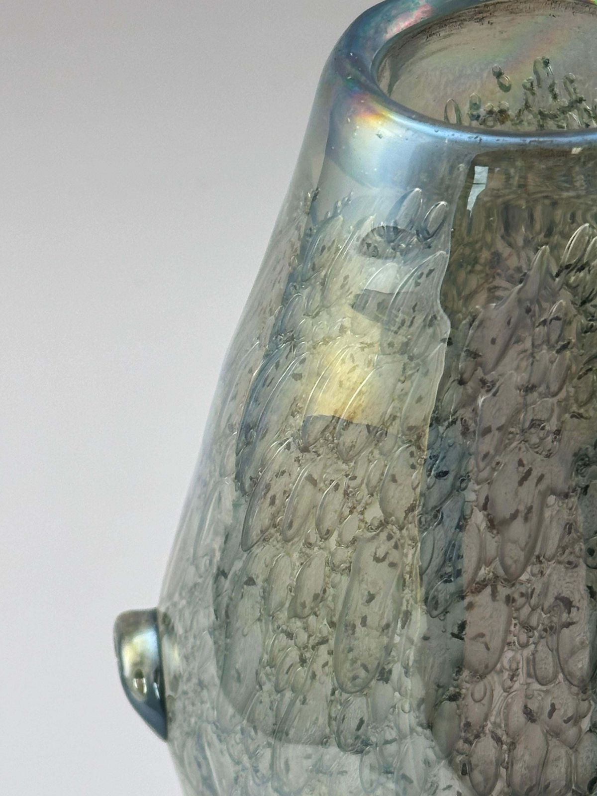 Iridescent Murano Style Freeform Glass Vase With Efeso Bubble Effect Circa 1970s photo furniture