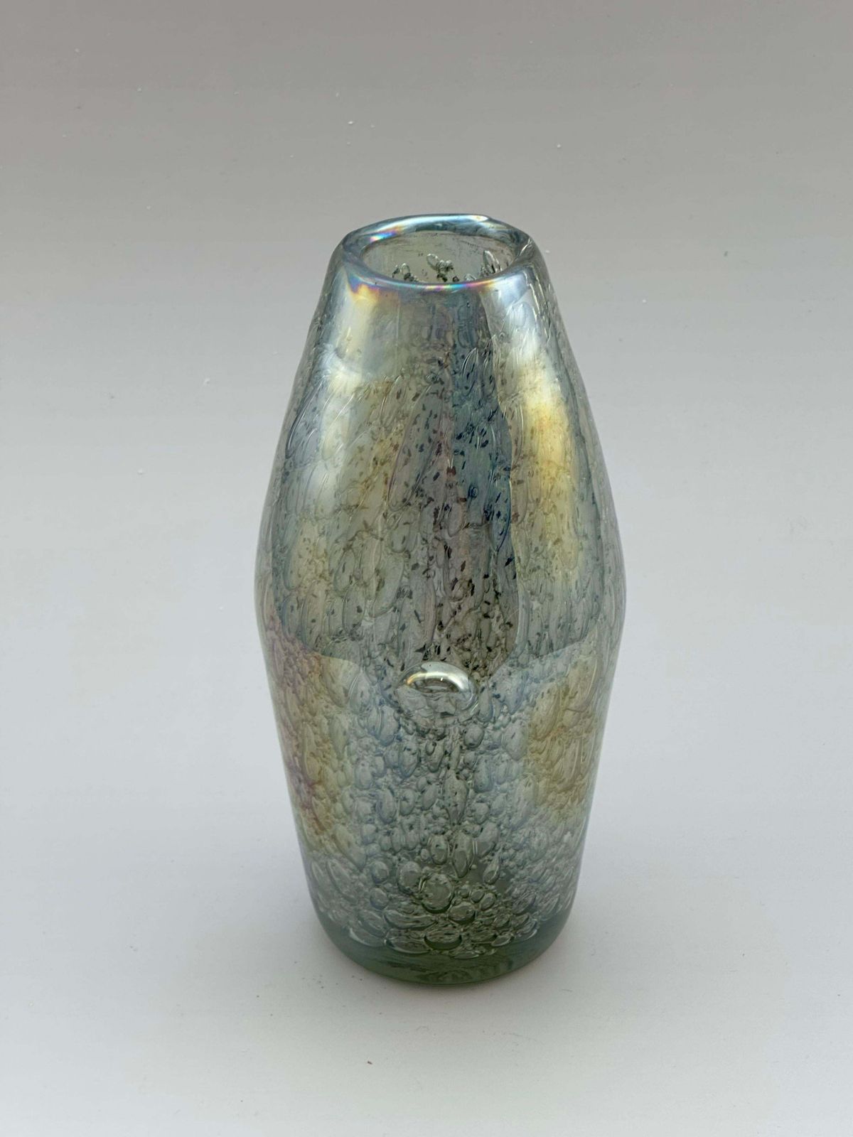 Iridescent Murano Style Freeform Glass Vase With Efeso Bubble Effect Circa 1970s photo buy