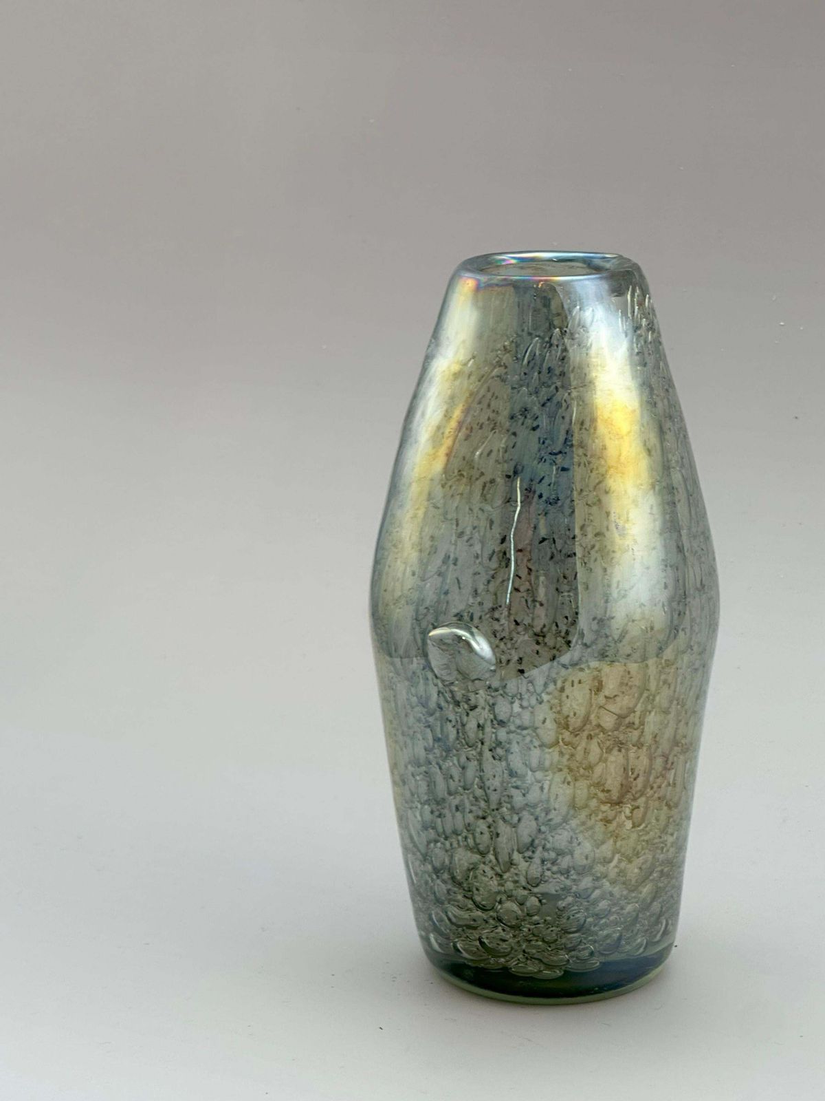 photo furniture Iridescent Murano Style Freeform Glass Vase With Efeso Bubble Effect Circa 1970s