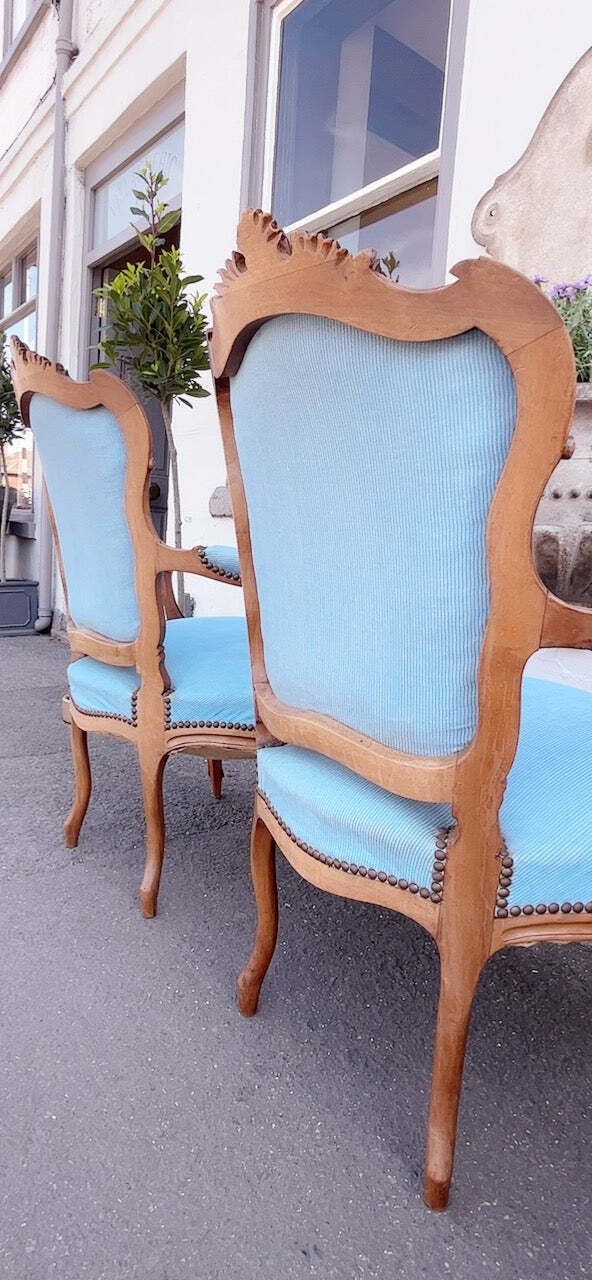 Pair French Louis XV Upholstered Armchairs photo furniture