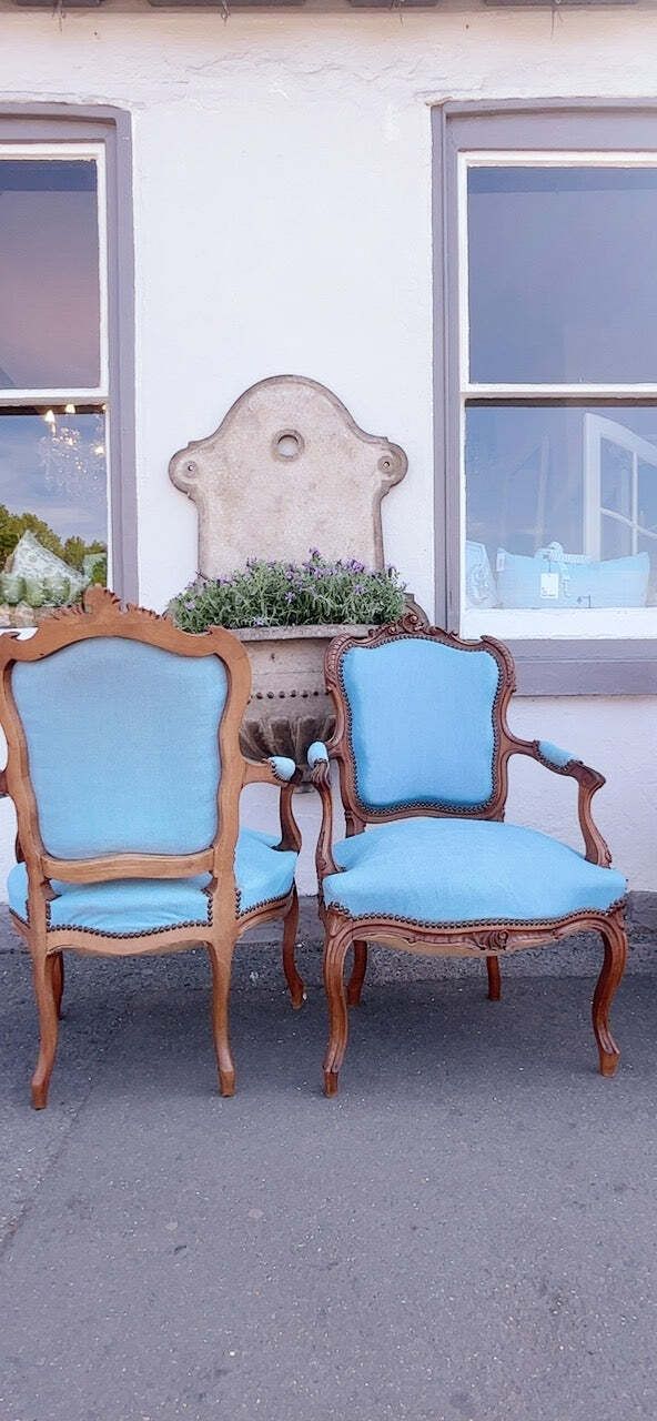 Pair French Louis XV Upholstered Armchairs photo Furniture