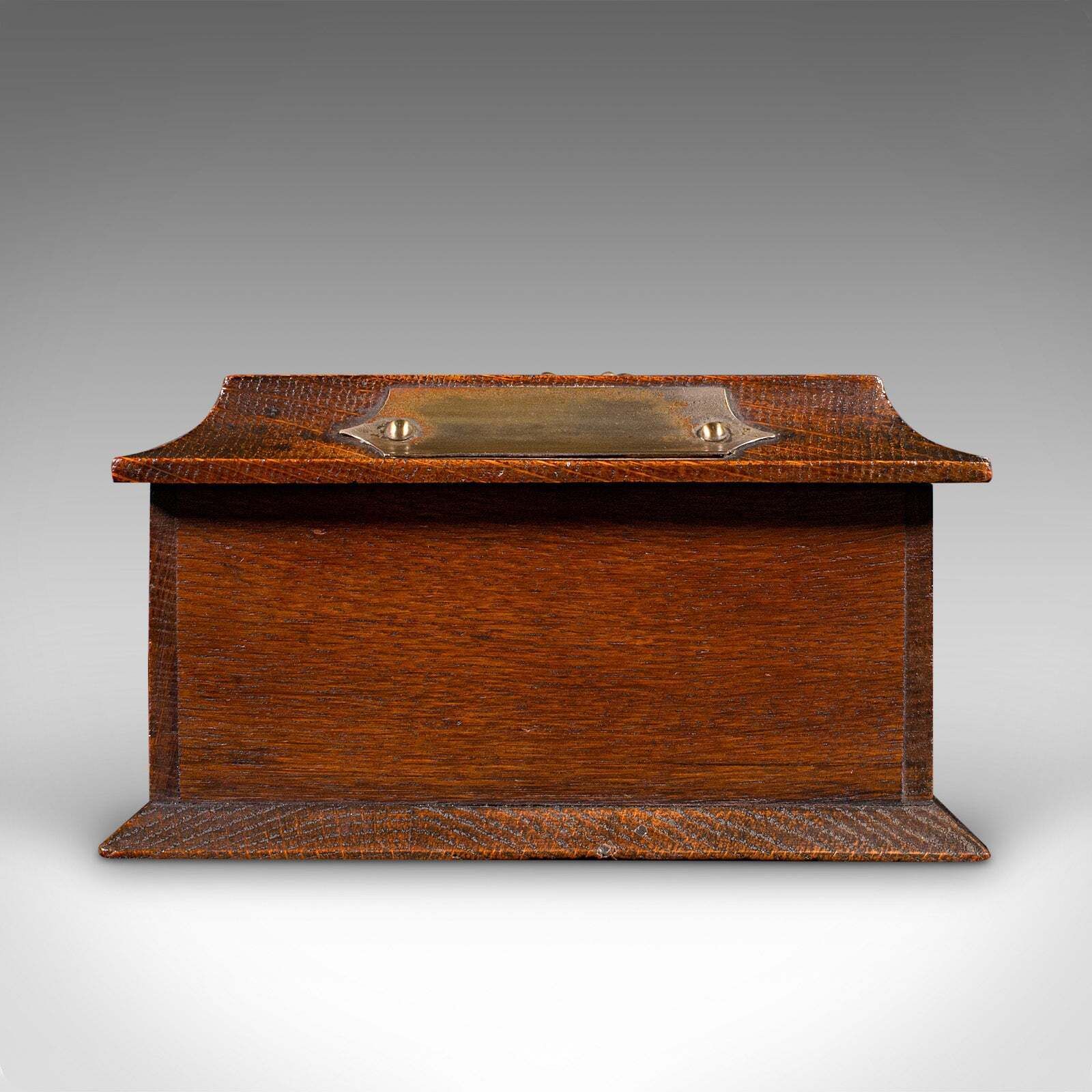 Antique Cigar Case, English, Oak, Cedar, Desktop Humidor, Edwardian, Circa 1910 photo vinterior