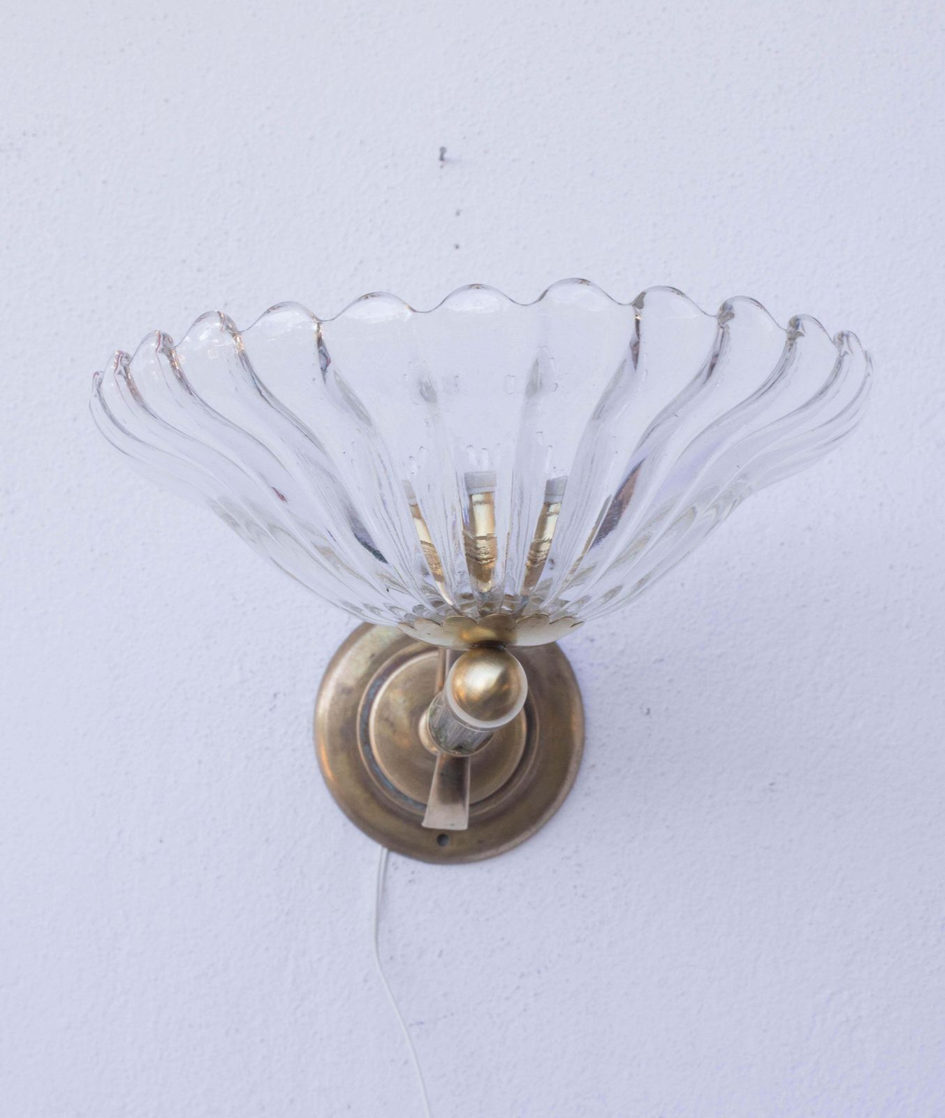 Set Of 2 Wall Light Sconces By Barovier & Toso Glass Murano, Italy, 1950 photo vinterior