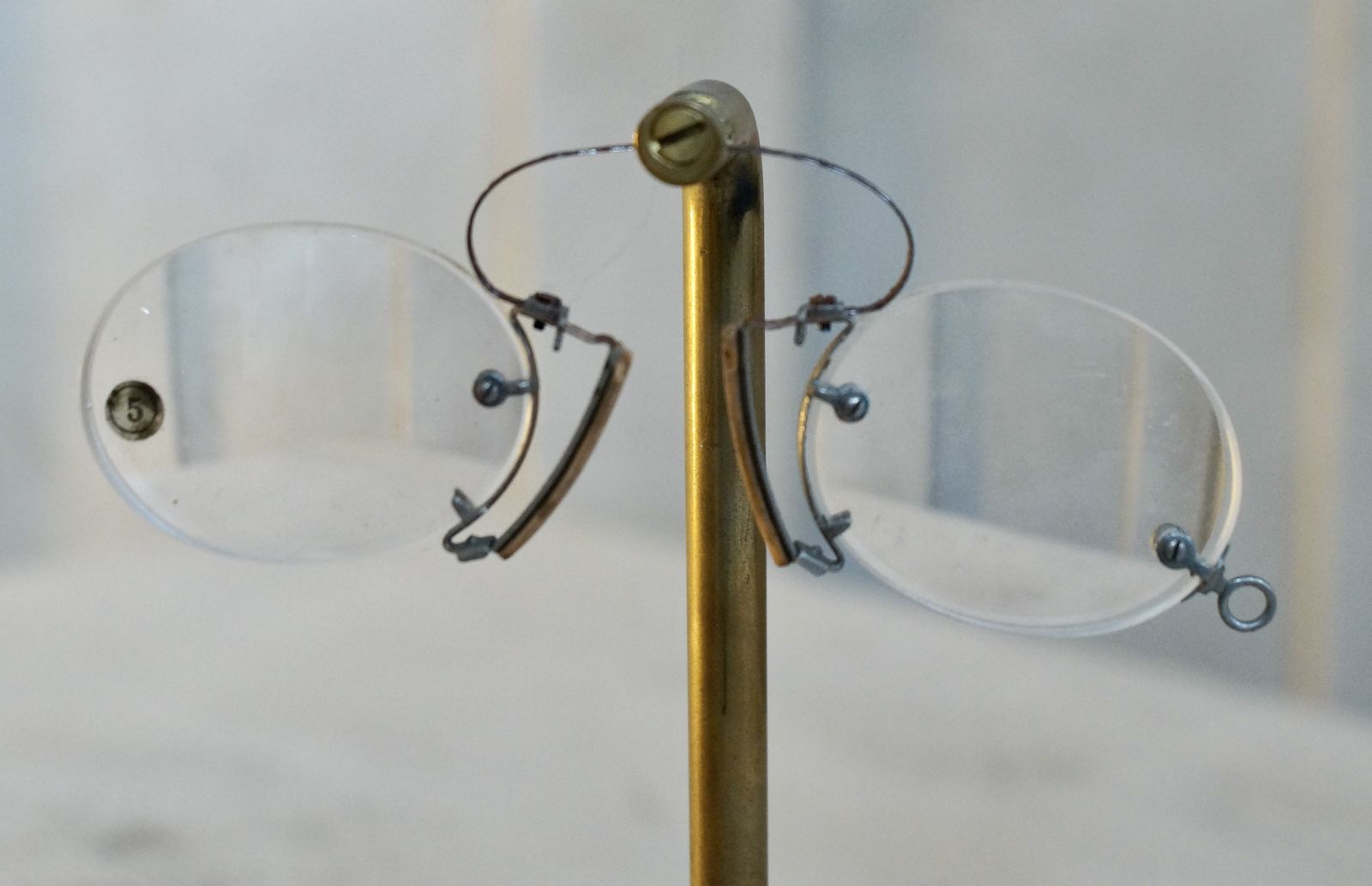 Antique Pince Nez Glasses On Stand photo for sale
