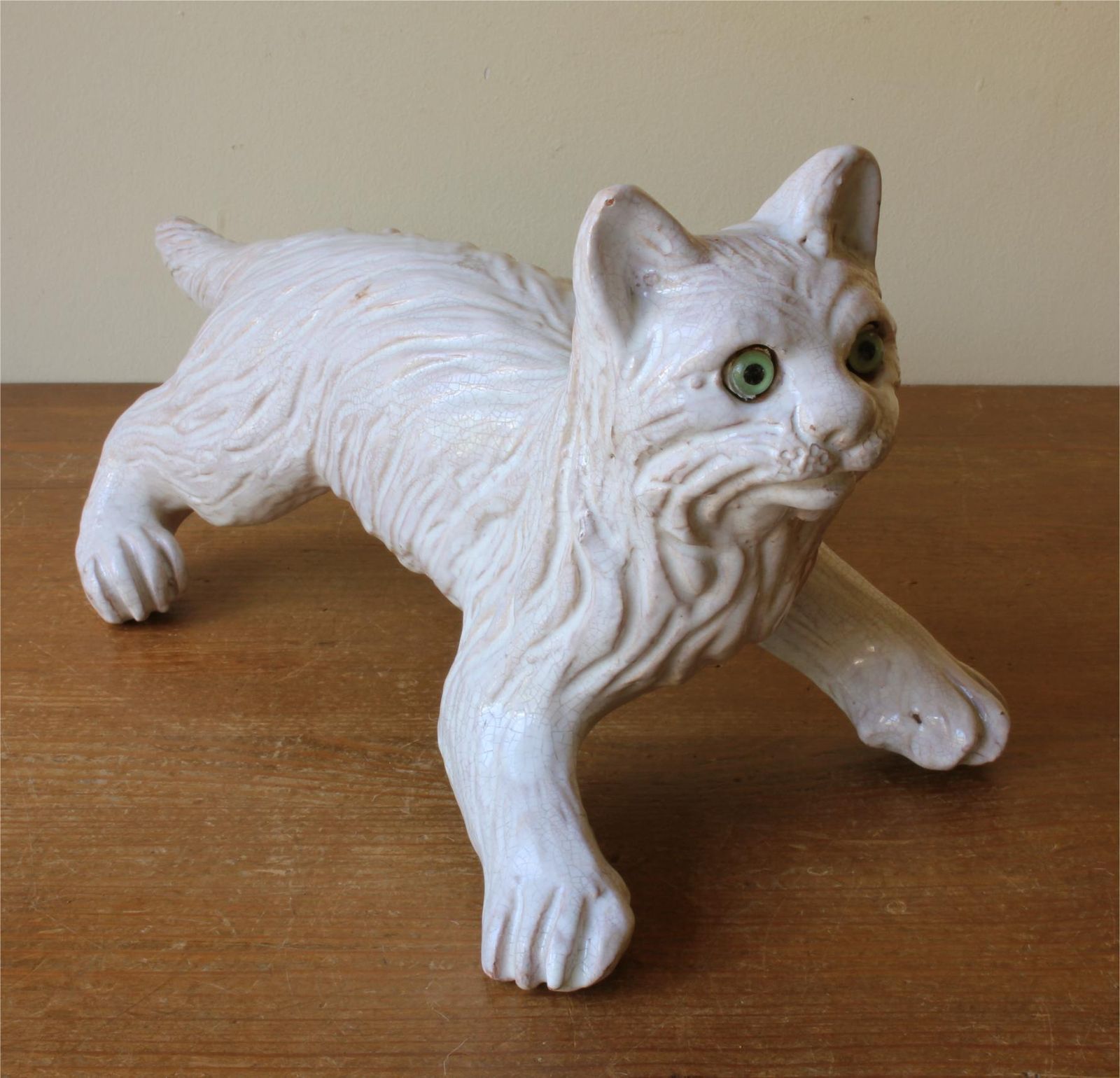 825.0 Bavent Terracotta Cat Figure. French Folk Art Pottery Roof Tile Feline. photo
