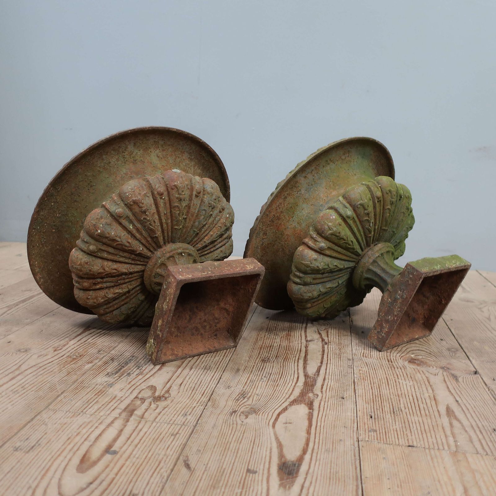 Pair Of French Cast Iron Graden Urns C1900 photo vintage