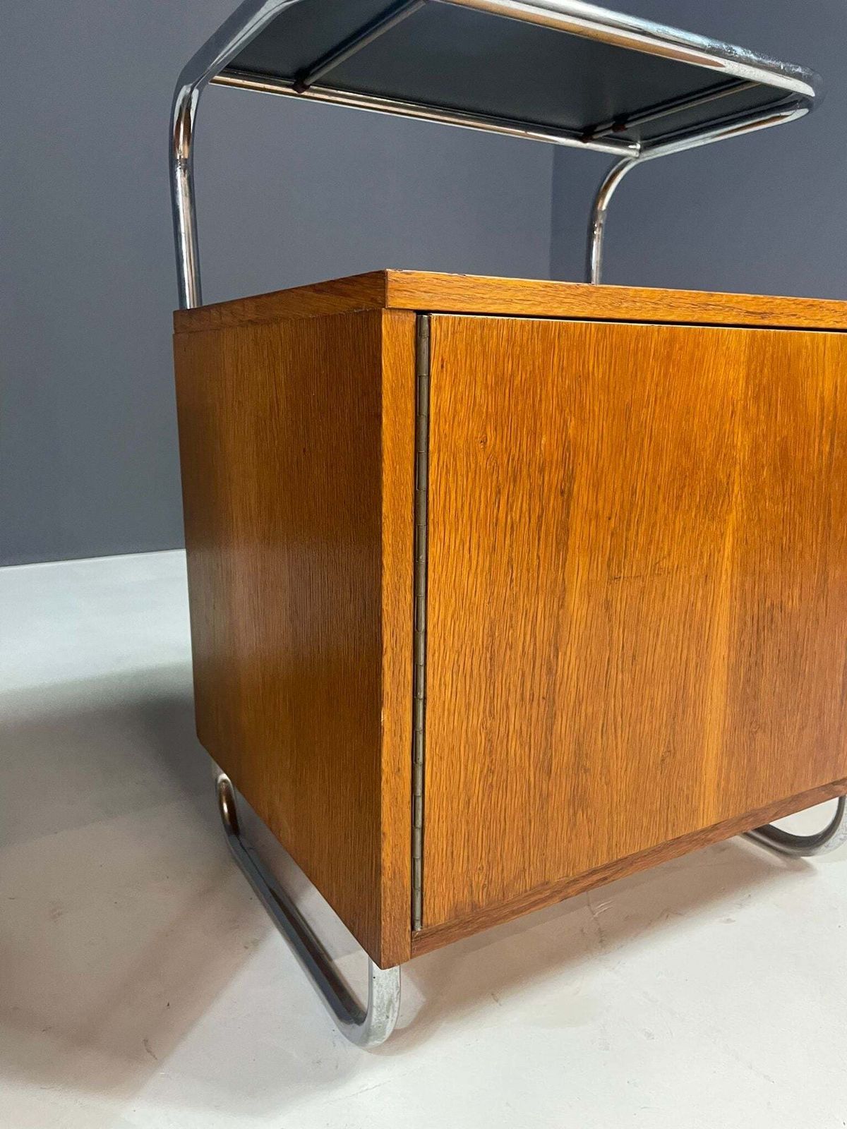 Renovated Bauhaus Style Chrome And Oak Nightstands By Kovona, Czechoslovakia, 1950s photo 1308.0