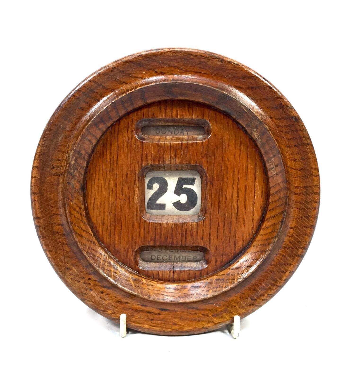 Antique Wooden Oak Office Wall Hung Art Deco Perpetual Calendar C.1930 / Working photo for sale