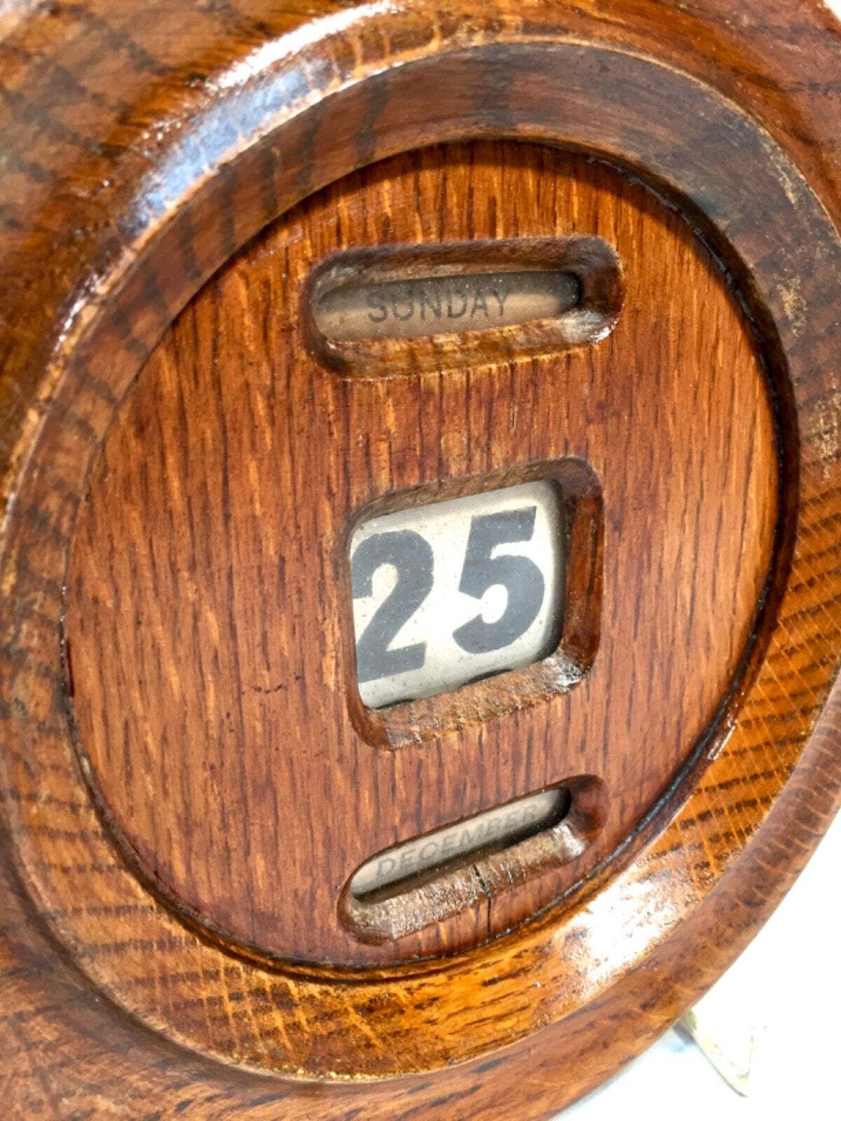 Antique Wooden Oak Office Wall Hung Art Deco Perpetual Calendar C.1930 / Working photo Home Decor