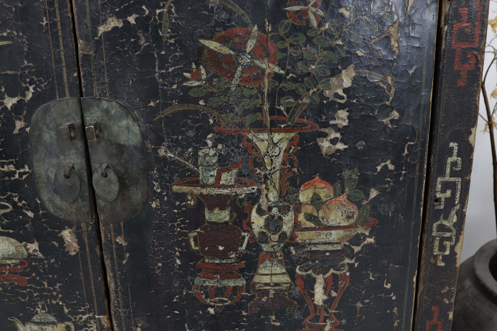 photo furniture Late 18th Century Dark Lacquered Hand Painted Chinese Book Cabinet