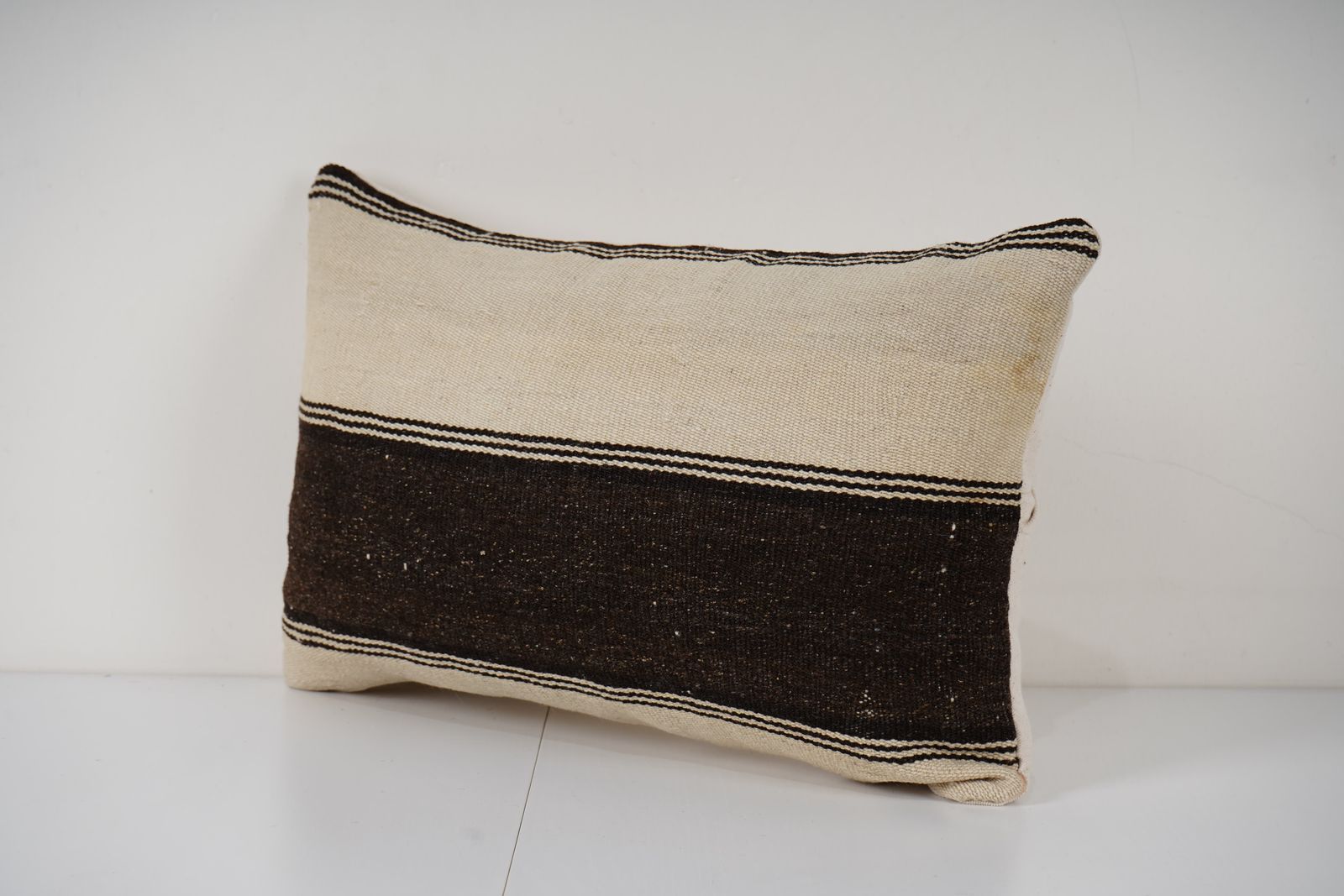 Neutral Wool Kilim Pillow Case Made From Rustic Anatolian Vintage photo Textiles