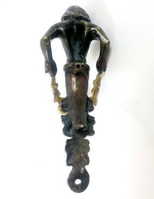 photo vintage Large Antique Bronze Cherub Door Pull Handle
