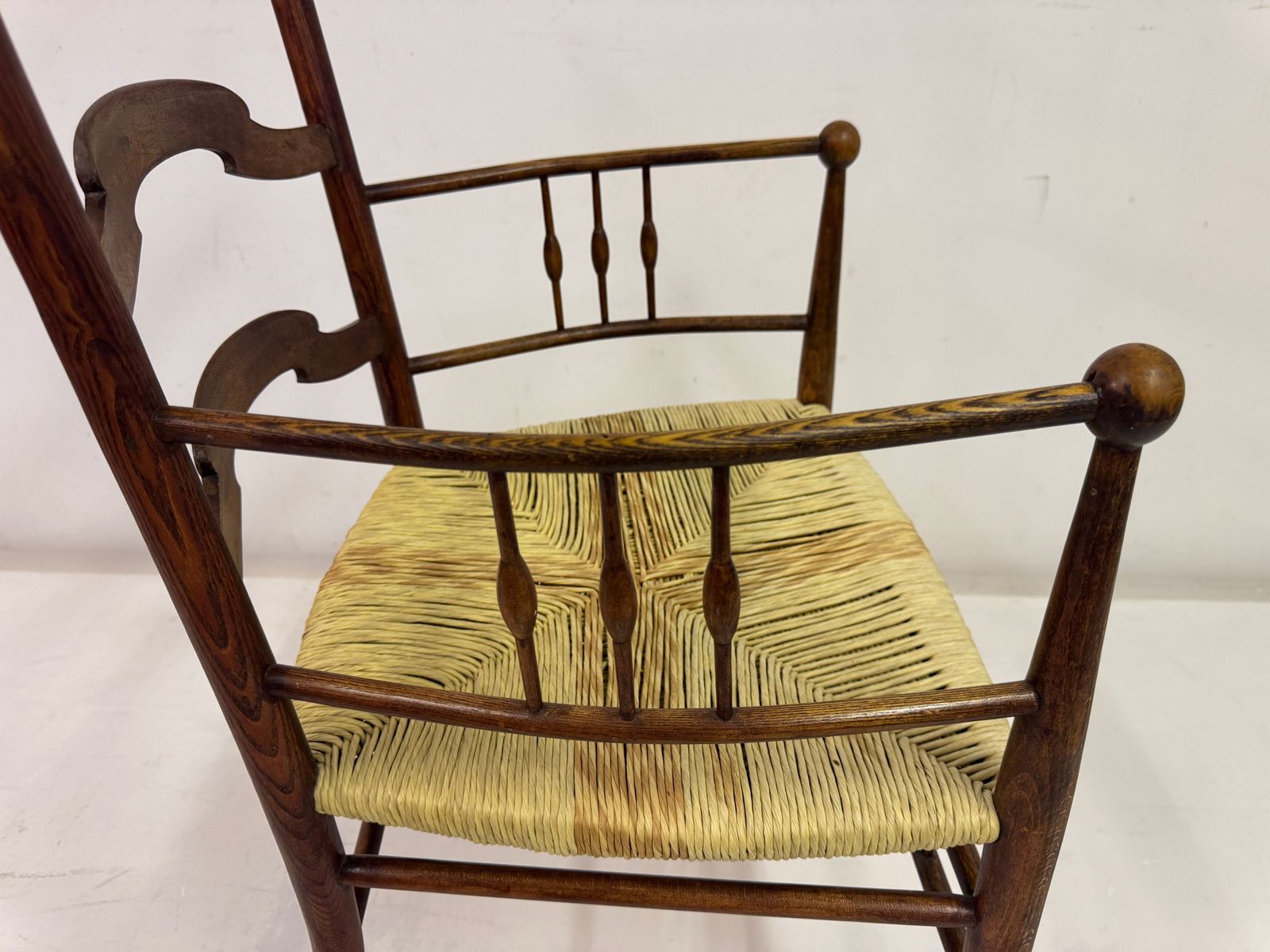 photo buy Arts And Crafts Armchair In Elm Possibly For Liberty & Co