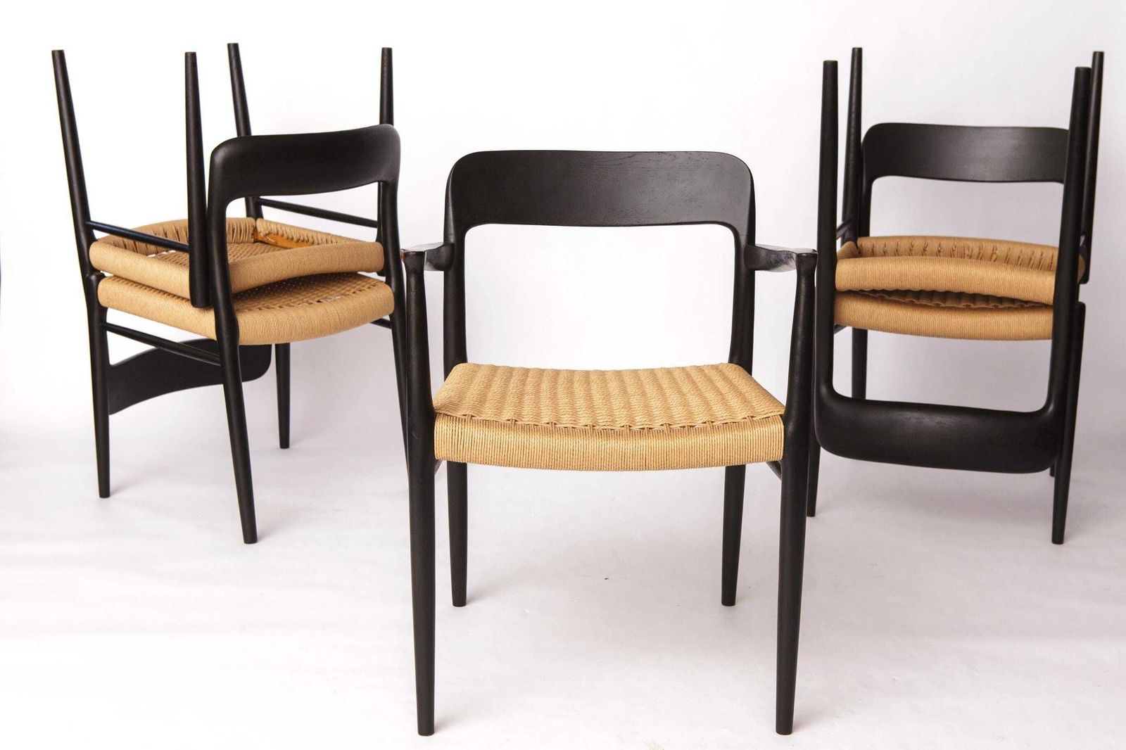 Niels Otto Møller Armchair Black 1960s – Danish Mid Century Chair Model 56 – Restored With New Woven Seat photo buy