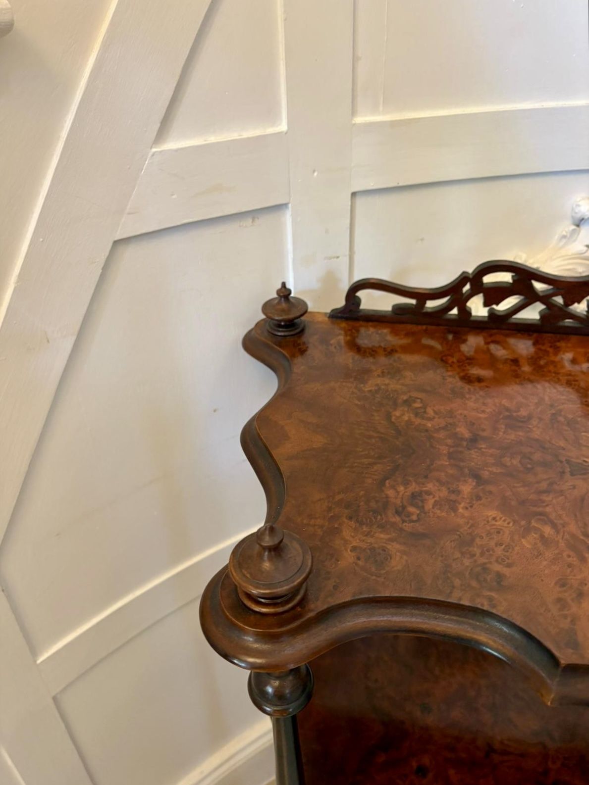 Unusual Pair Of Antique 19th Century Quality Burr Walnut Whatnots photo Furniture