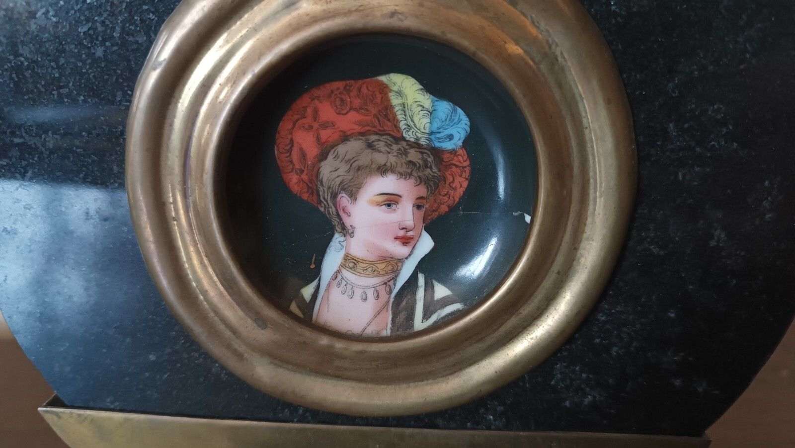 Pair Of Miniatures Painted On Marble Frame 1920s France photo vinterior