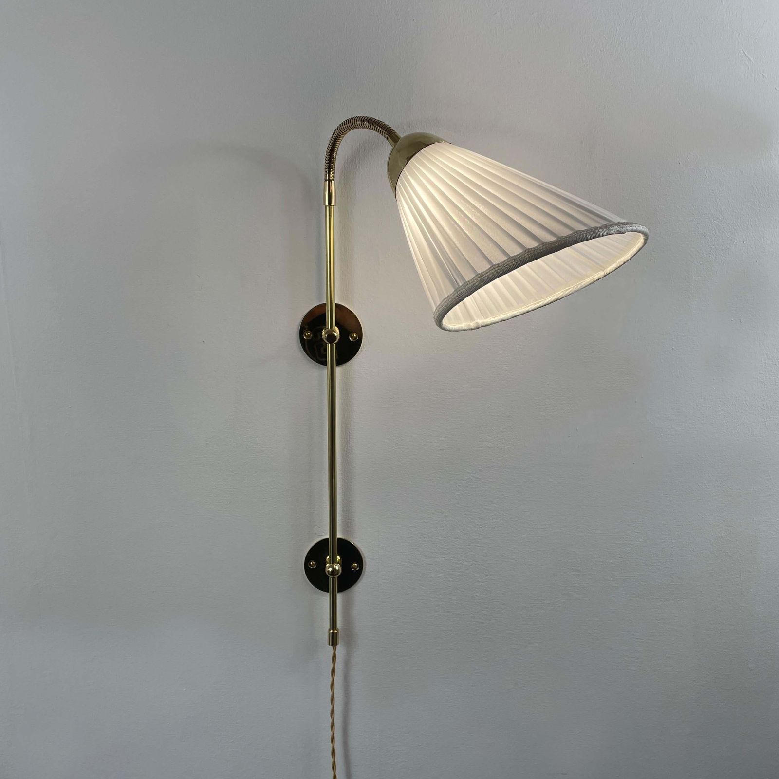 Adjustable Wall Lights Made Of Brass And Fabric, Sweden 1950s photo 1584.0