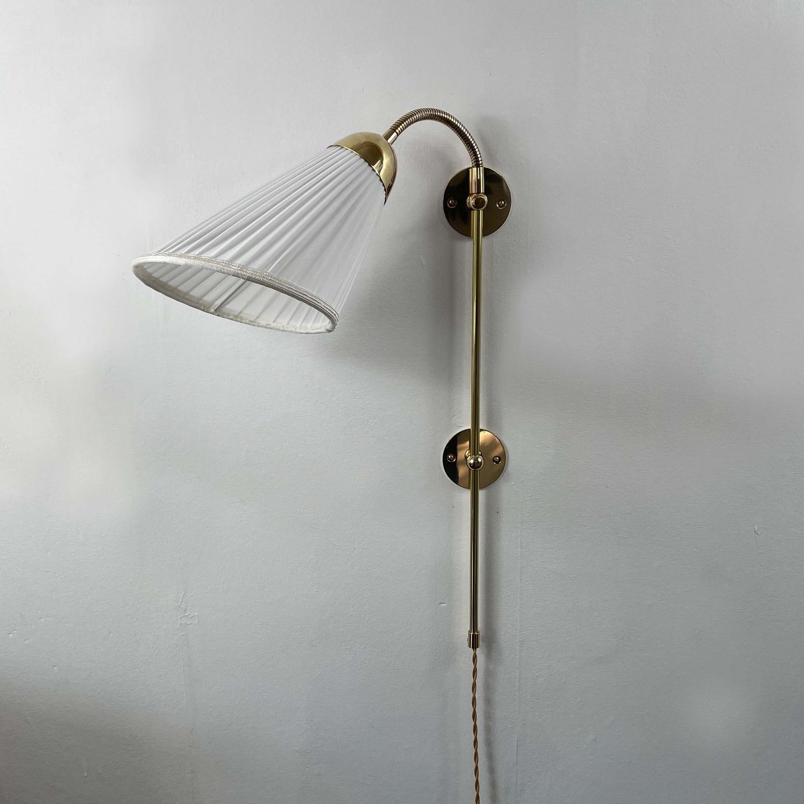 Adjustable Wall Lights Made Of Brass And Fabric, Sweden 1950s photo buy