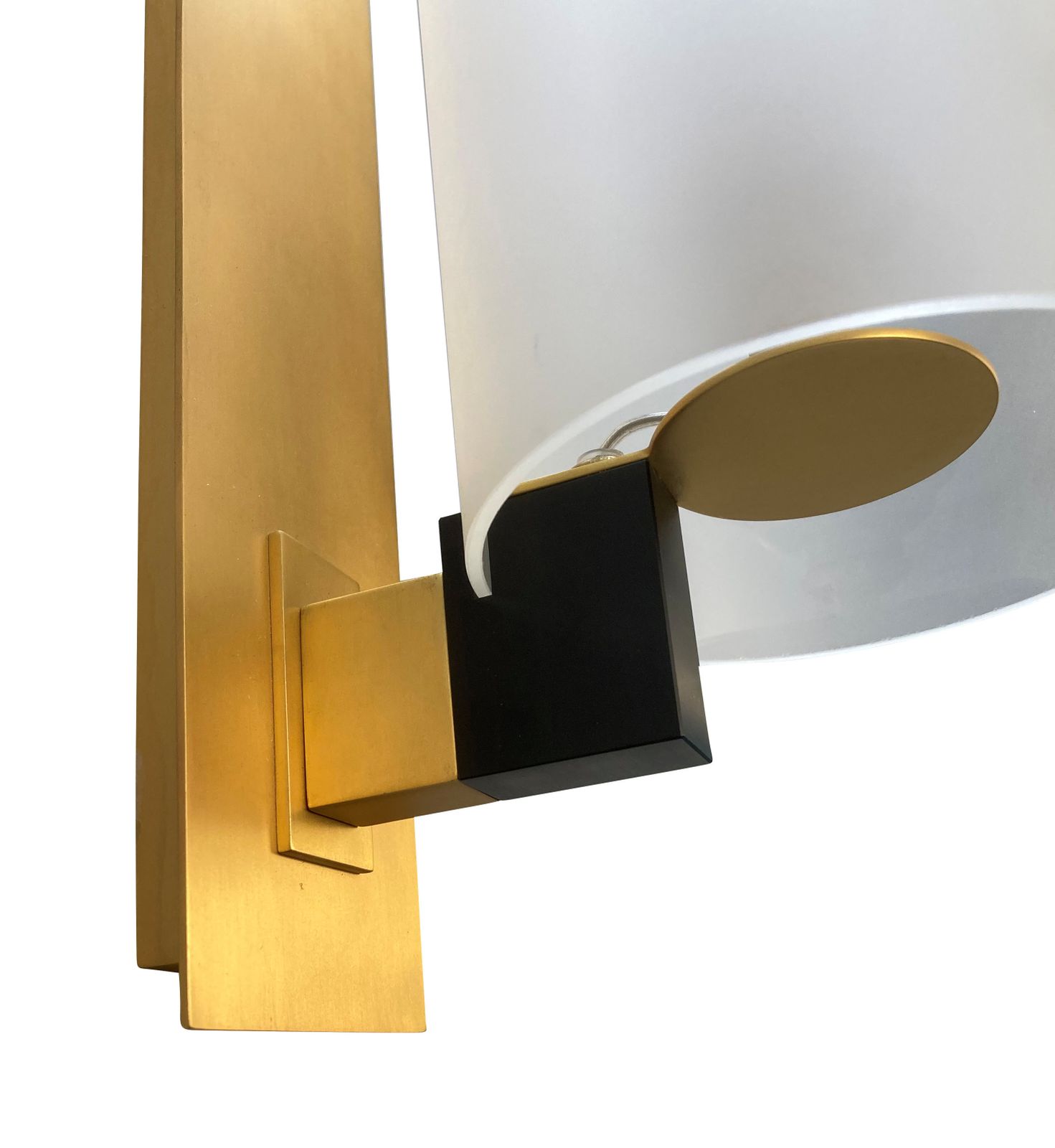 A Pair Of Italian Brass And Frosted Glass Wall Lights photo buy